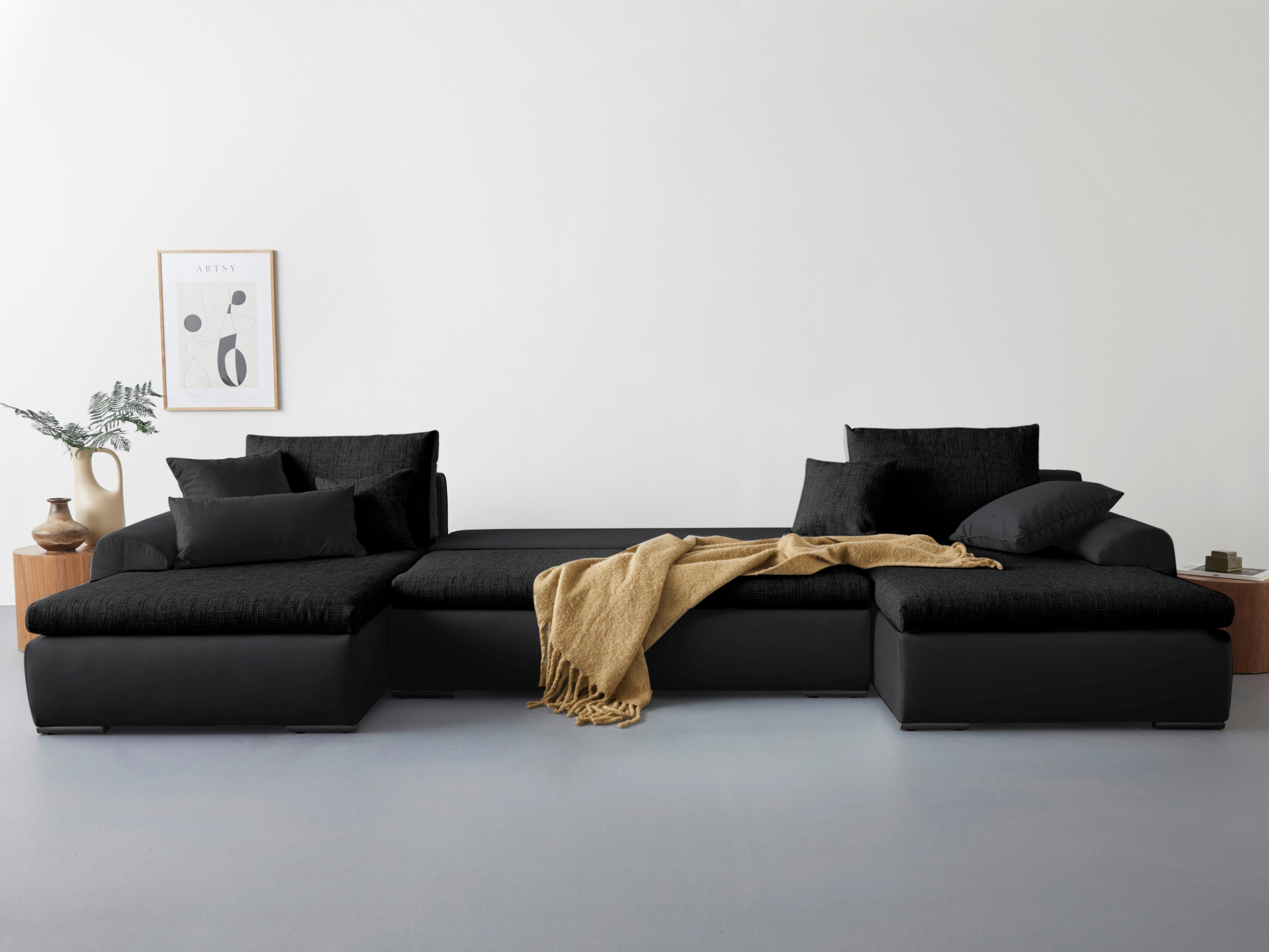 Home affaire Wohnlandschaft Win, wahlweise mit Bettfunktion und Bettkasten, Recamiere links oder rechts montierbar
