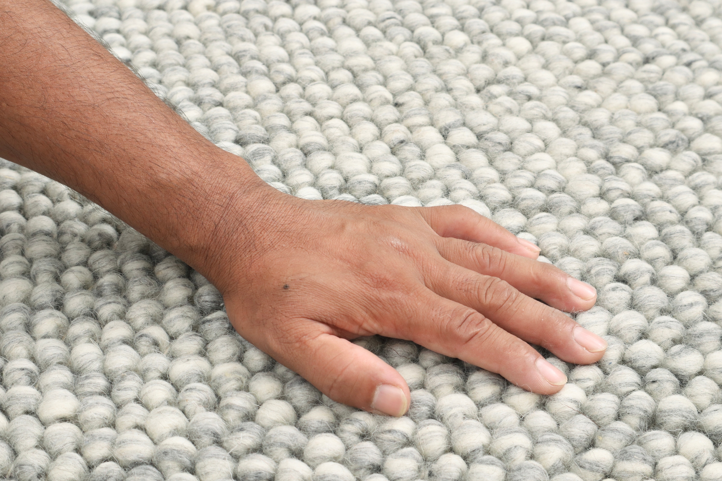 my home Wollteppich »Wolly« rund 14 mm Höhe Wolle, handgewebt, Handweb Teppiche, Wohnzimmer, Schlafzimmer