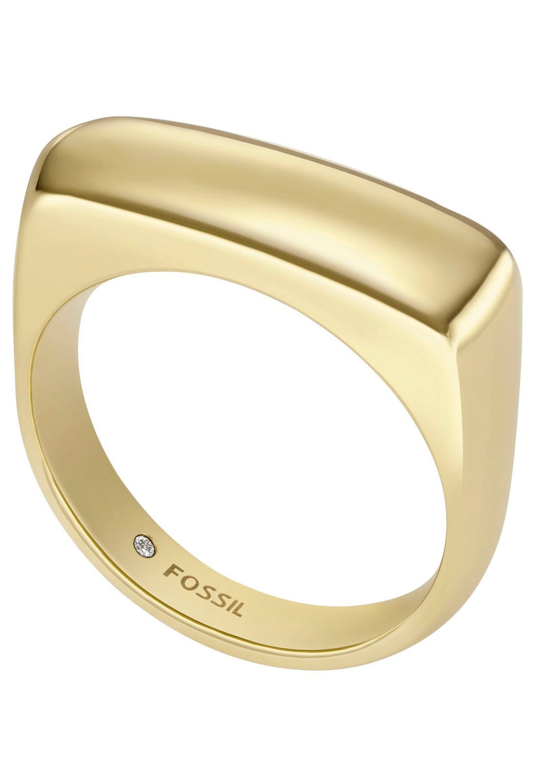 Fossil Fingerring »HERITAGE D-LINK GLITZ, JF04585710, JF04586710«, wahlweise mit oder ohne Zirkonia (synth.)