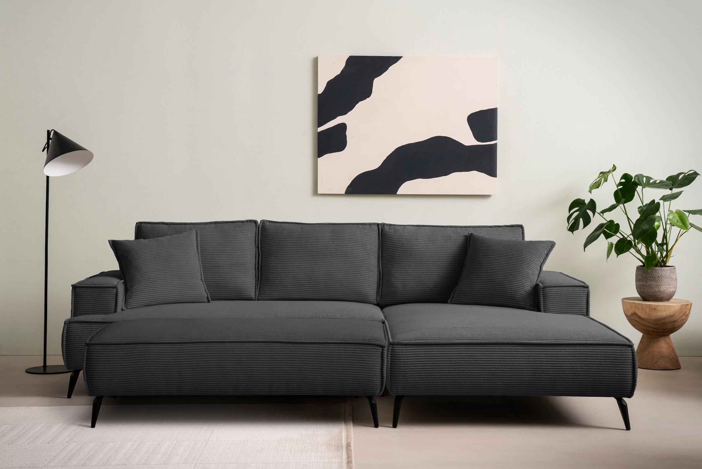 Home affaire Sitzgruppe »TVINNU, Polsterecke L-Form, Schlaffunktion, mit Hocker« Set,  Set, stellbar zum Schlafsofa (Krokodilverbinder)