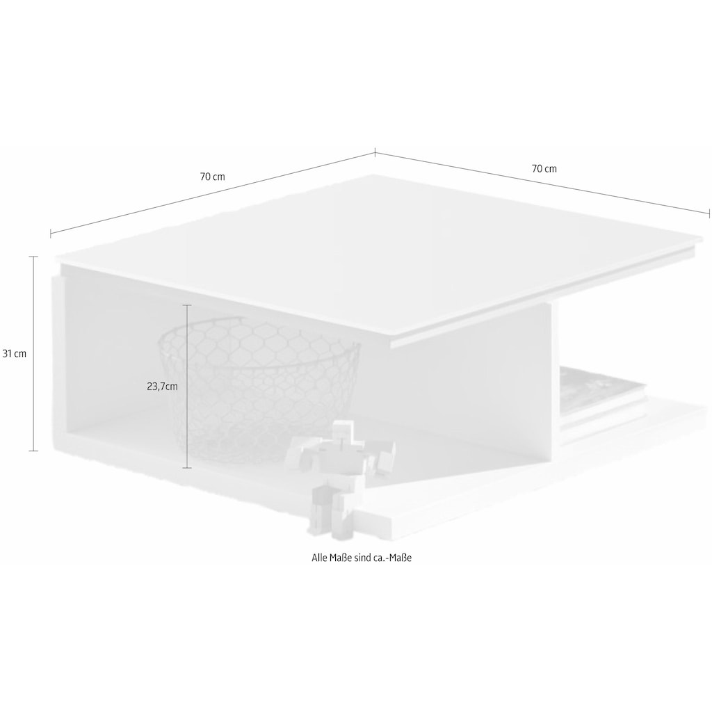 now! by hülsta Couchtisch »CT 18«, zeitloses Design in Lack weiß mit Glasplatte