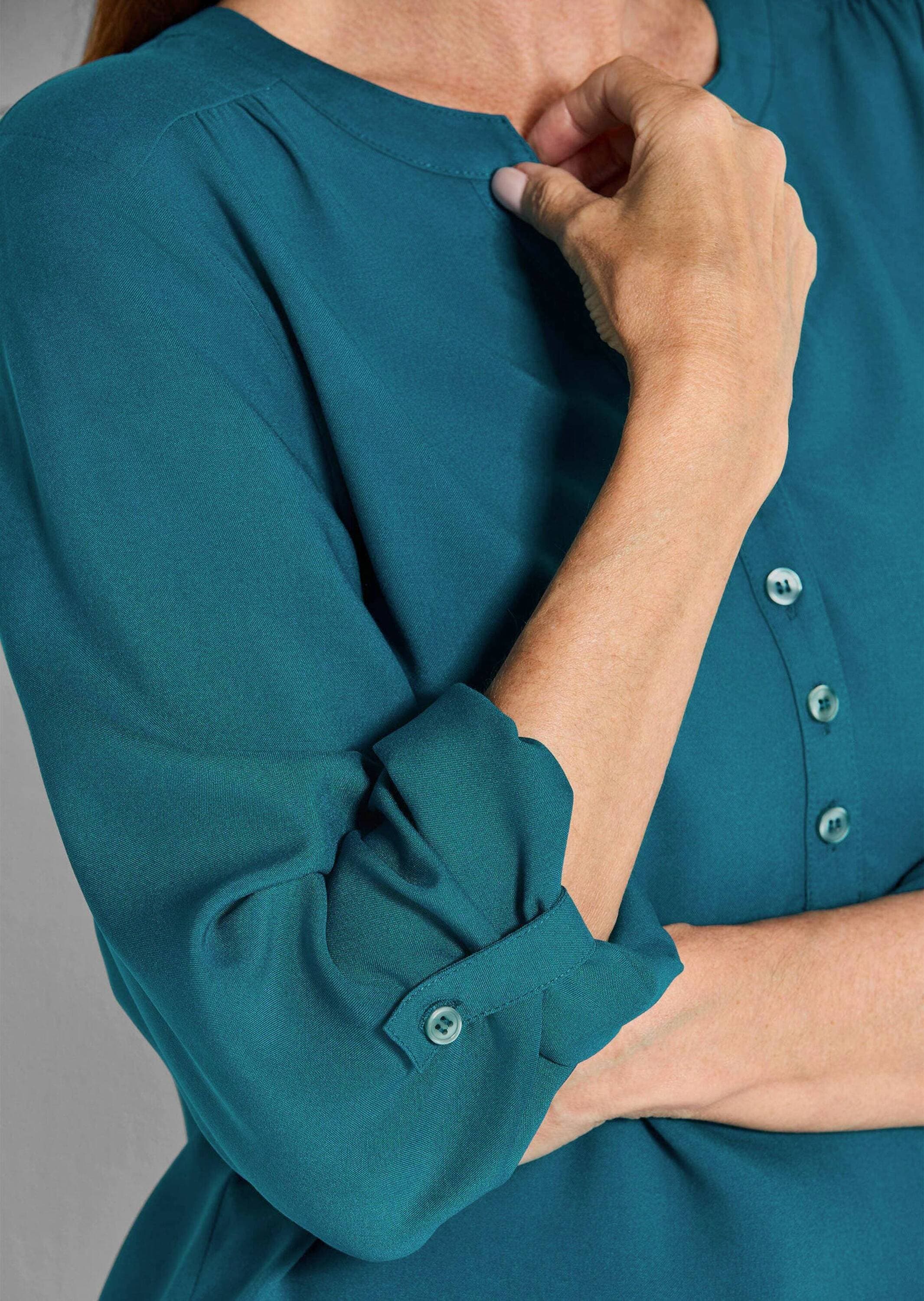 GOLDNER Schlupfbluse »Langarm Businessbluse mit V-Ausschnitt«