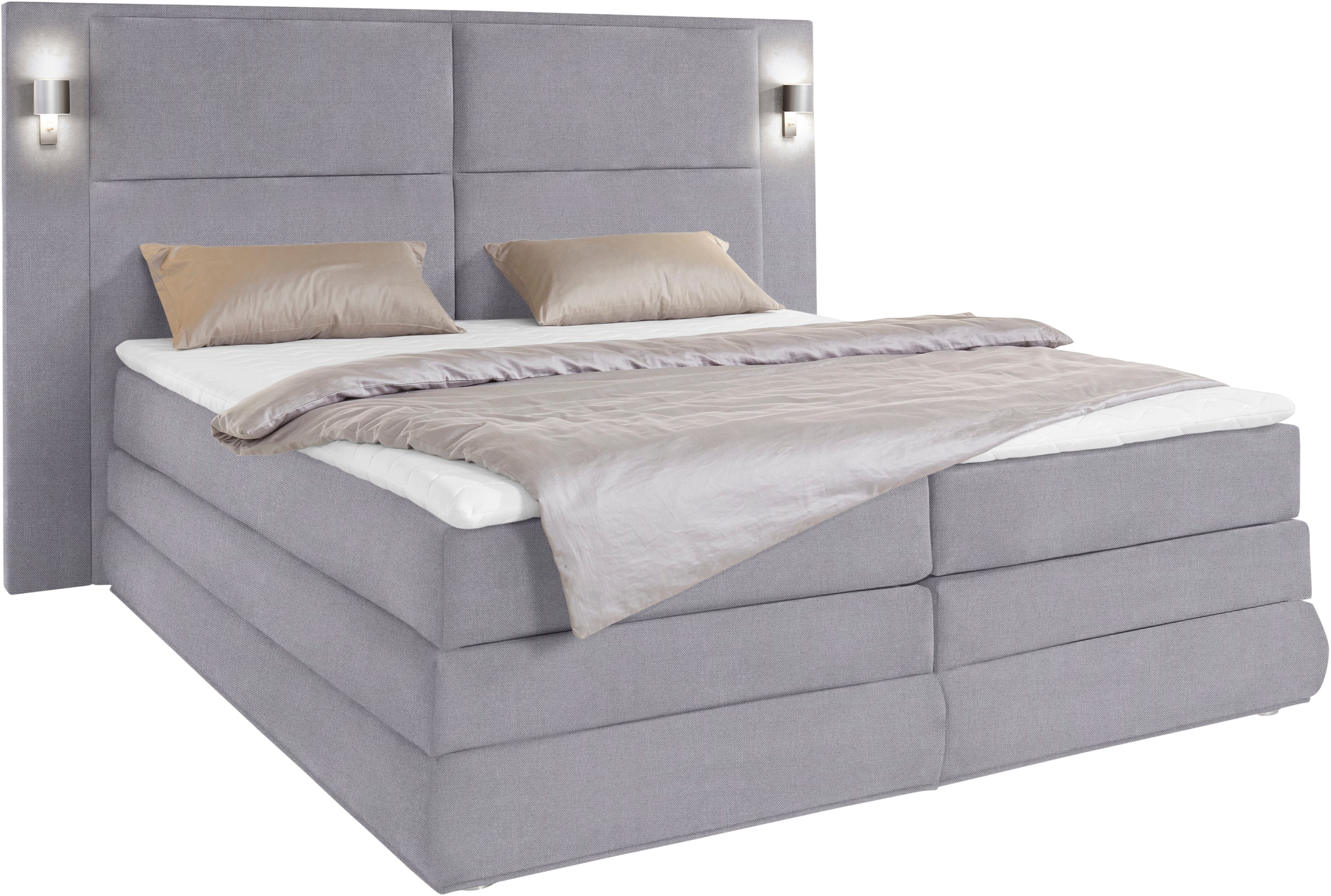 COLLECTION AB Boxspringbett »Copenhagen«, inklusive Bettkasten, Topper, wahlweise mit LED-Beleuchtung