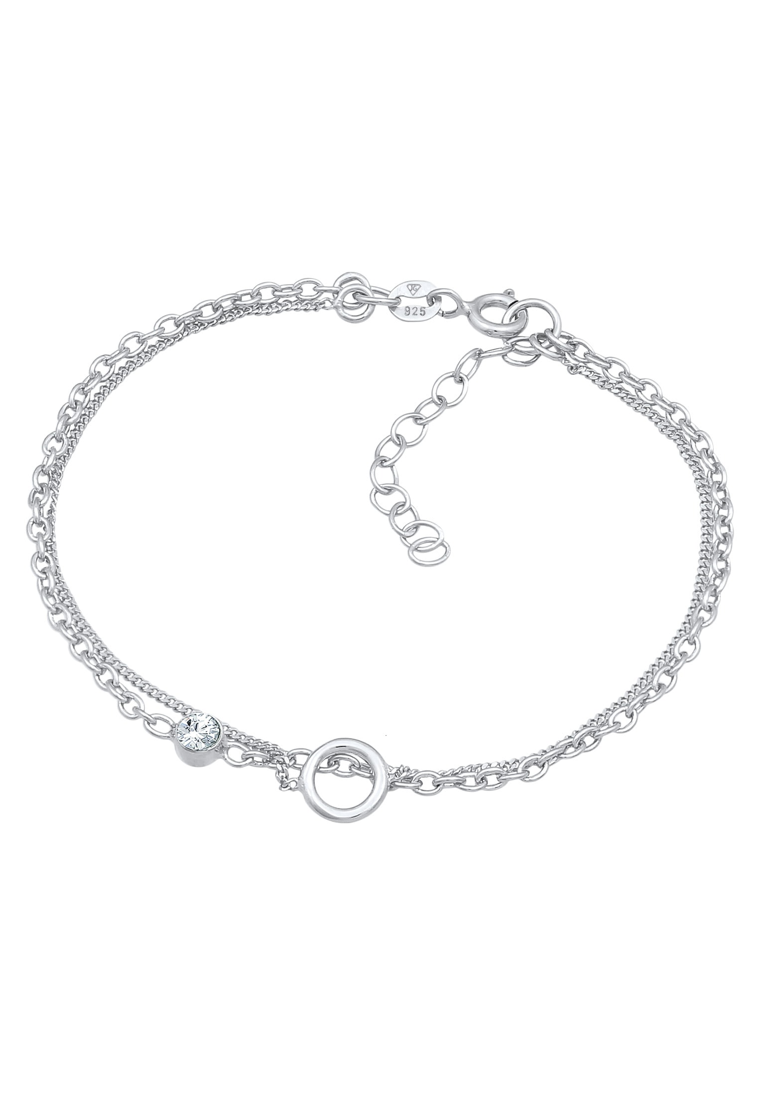 Elli Armkette »Armband Layer Kreis 925 Silber, mit Kristallen von Swarovski®«