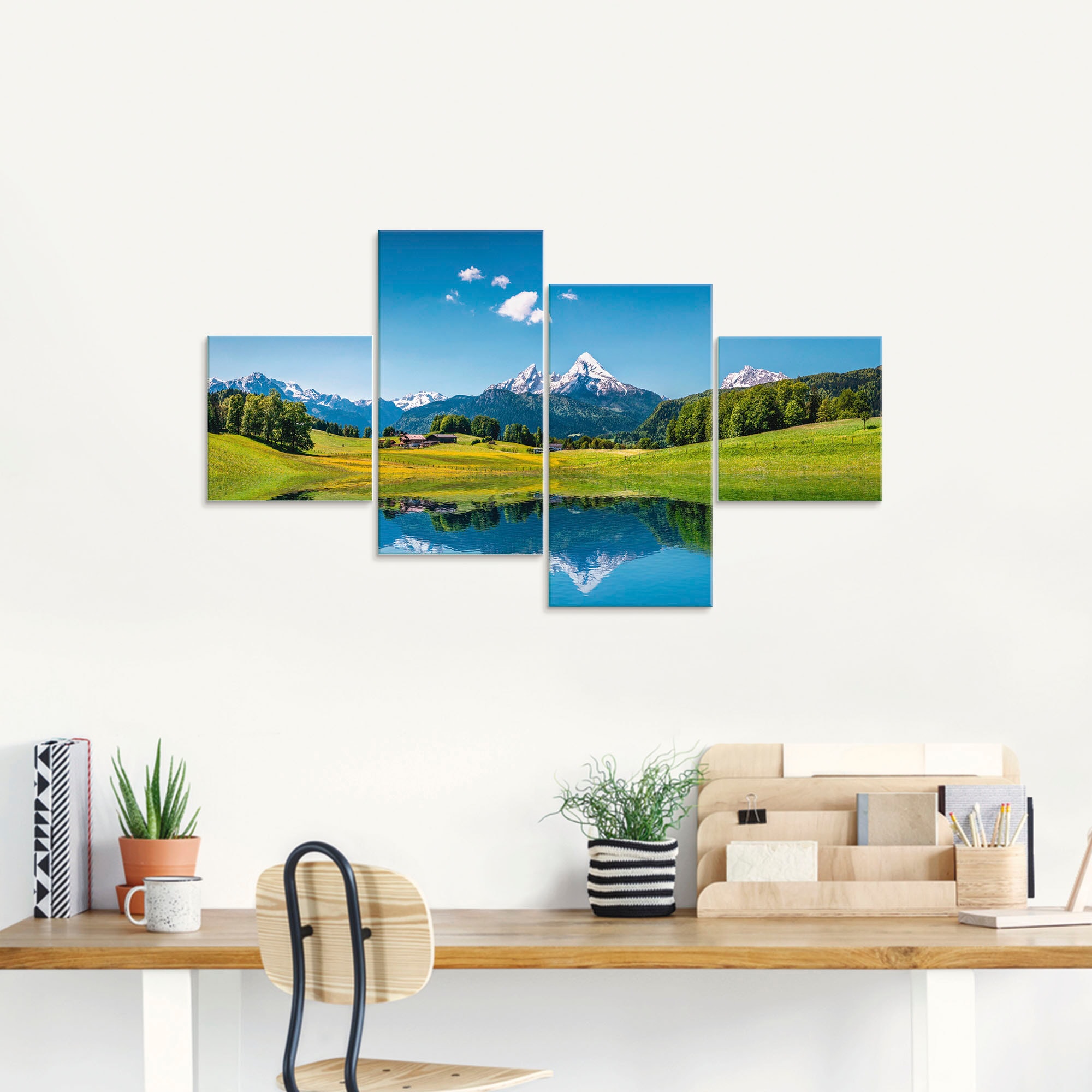 Artland Glasbild »Landschaft in den Alpen«, Berge, (4 St.), in verschiedenen Größen