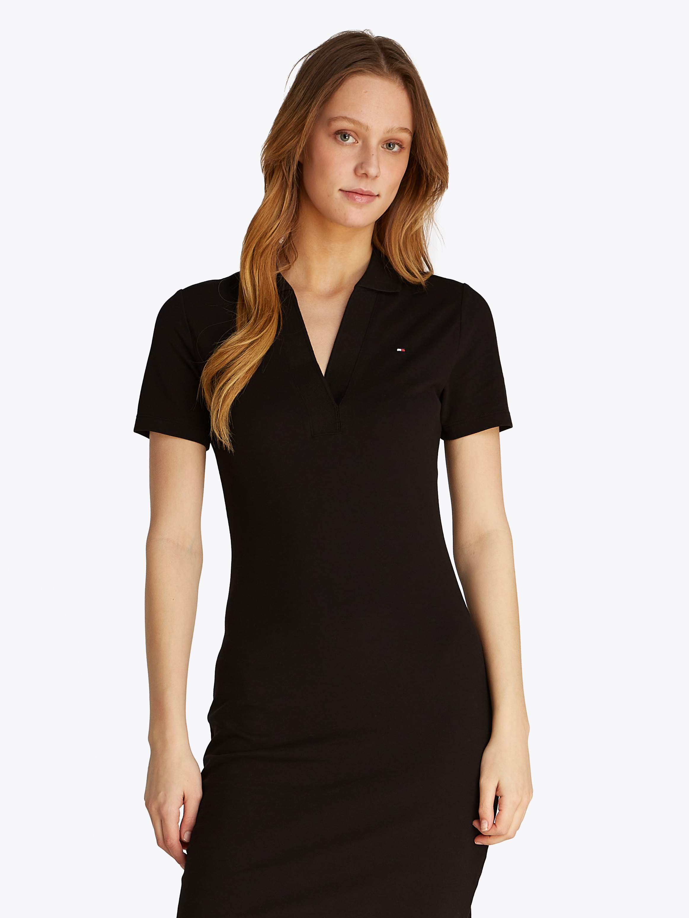 Tommy Hilfiger Polokleid »SLIM OPEN NK POLO DRESS SS«, mit gestickter Tommy Hilfiger Flagge