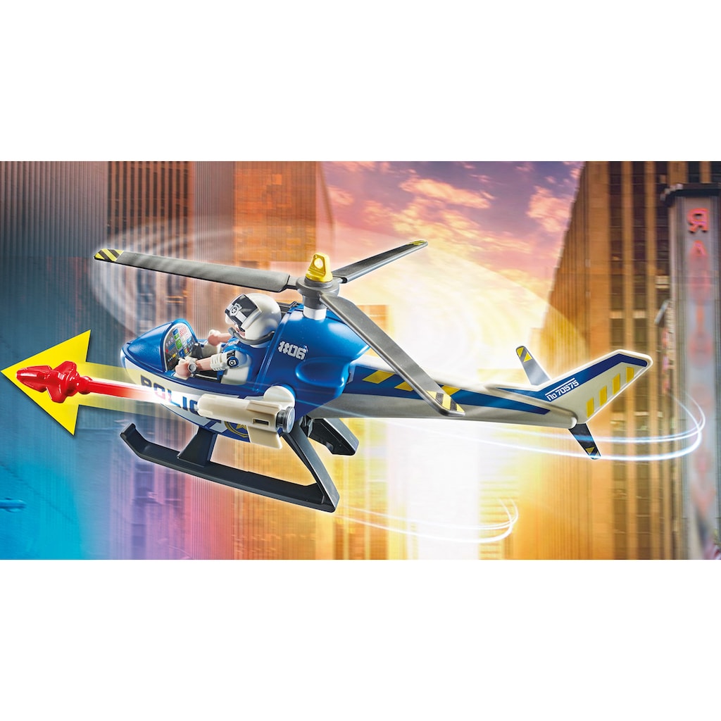 Playmobil® Konstruktions-Spielset »Polizei-Helikopter: Verfolgung des Fluchtfahrzeugs (70575)«, (124 St.)