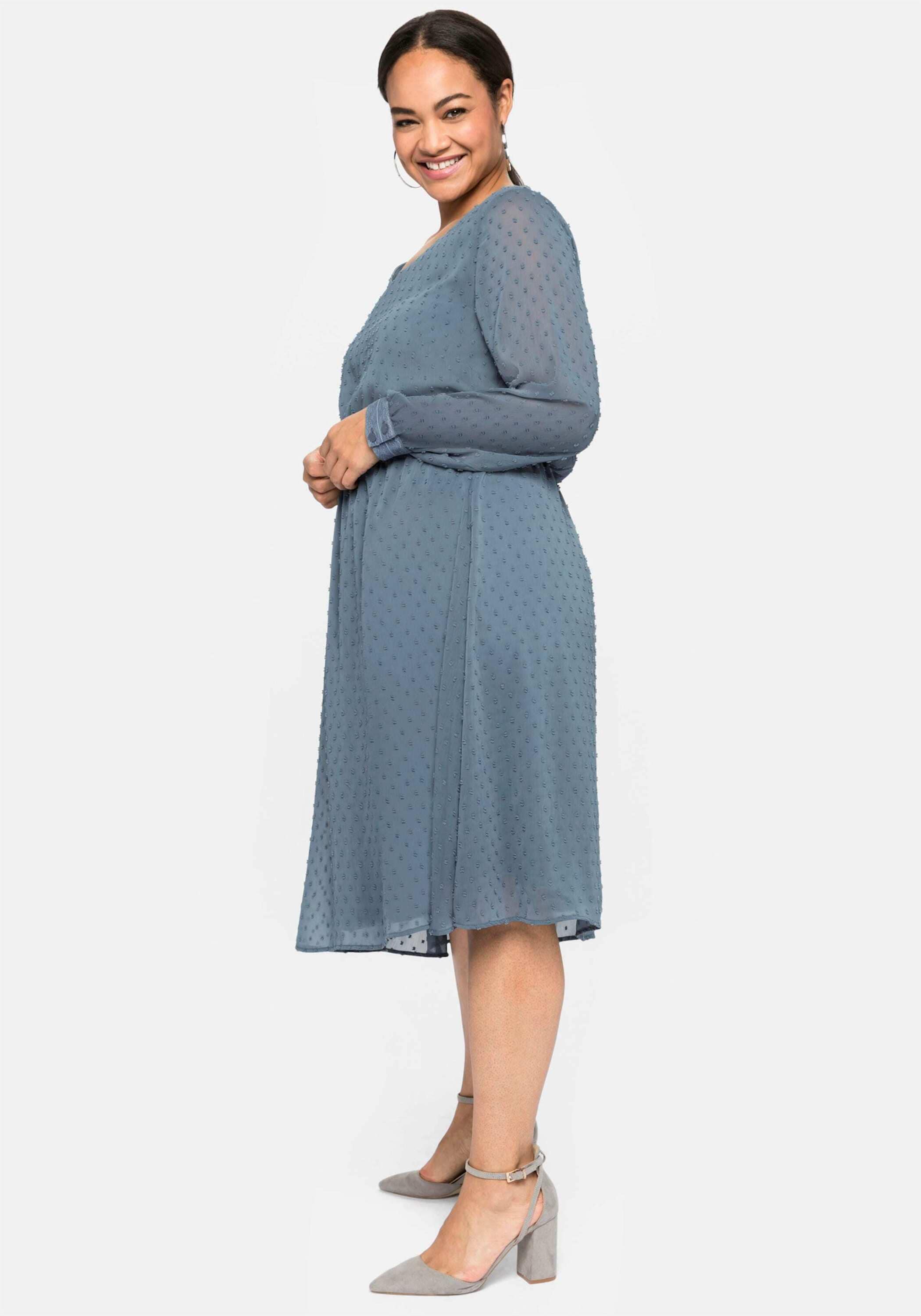 Sheego Jerseykleid »Abendkleid Chiffonkleid mit 3D-Effekt« Ohne Taschen mit 3D-Effekt, mit Unterkleid
