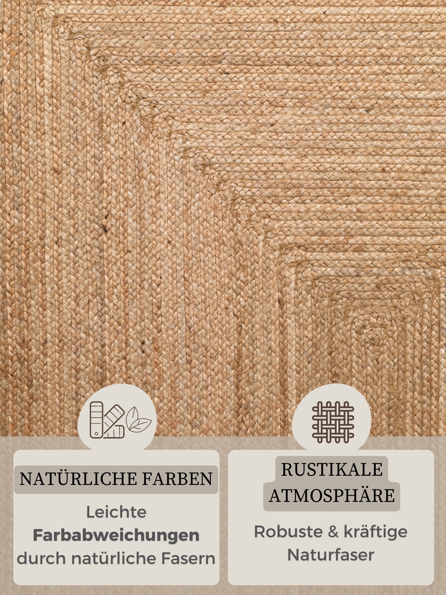 HANSE Home Teppich »Sharmila Juteteppich«, rechteckig, 9 mm Höhe, 100% Jutefaser, Natur, Wohnzimmer, Esszimmer, Flur, Boho, Skandi