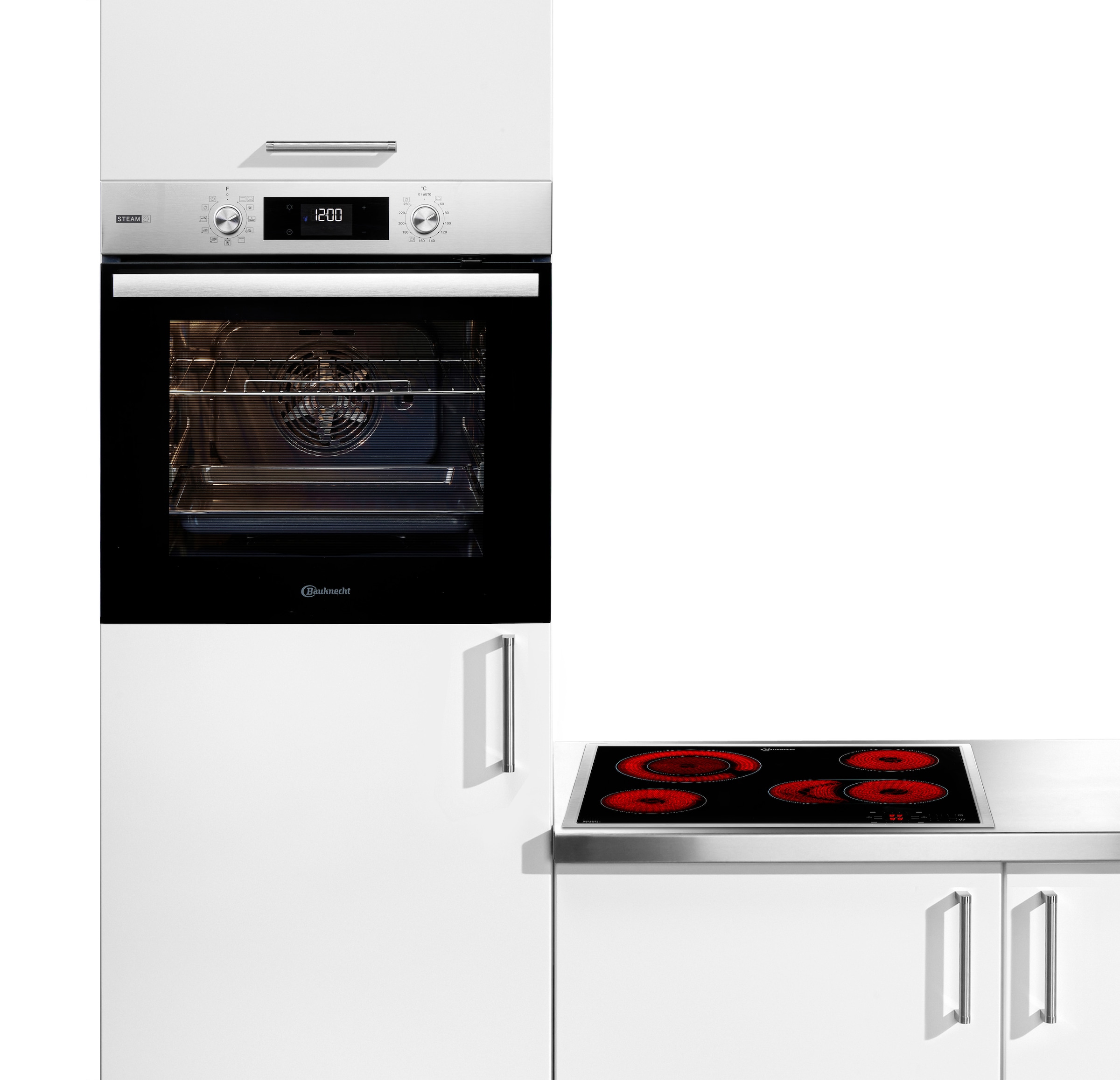 BAUKNECHT Backofen-Set »BAKO 760 Steam IN« mit 1-fach-Teleskopauszug Hydrolyse Set, 2 Stk. tlg. GentleSteam - für ein saftiges Inneres und ein knuspriges Äußeres