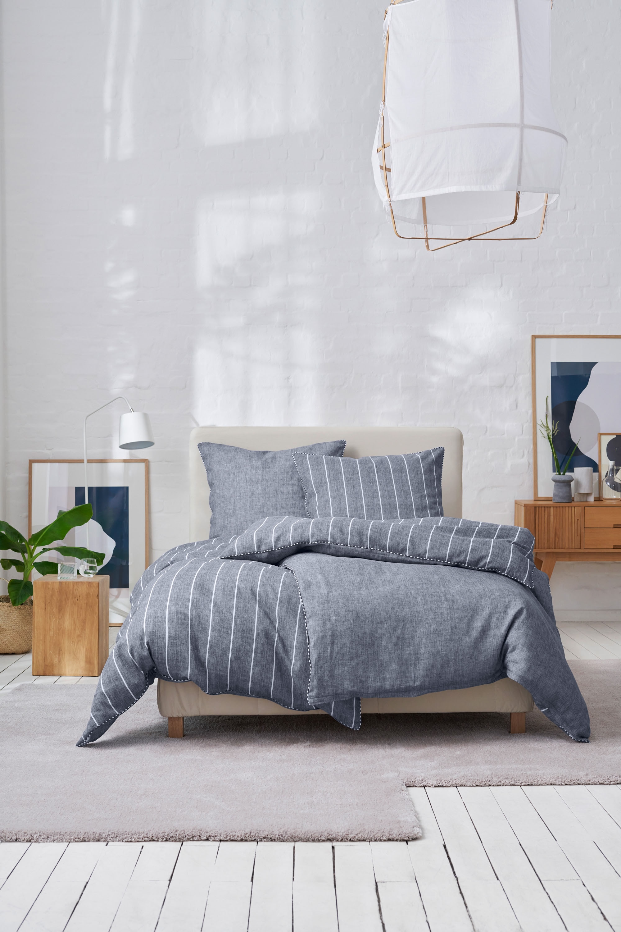 Esprit Bettwäsche »Harp Stripe«, (2 tlg.), in Renforce Qualität, 100% Baumwolle (BCI Better Cotton Initiative), Bett- und Kopfkissenbezug mit Reißverschluss, Winter- und Sommerbettwäsche