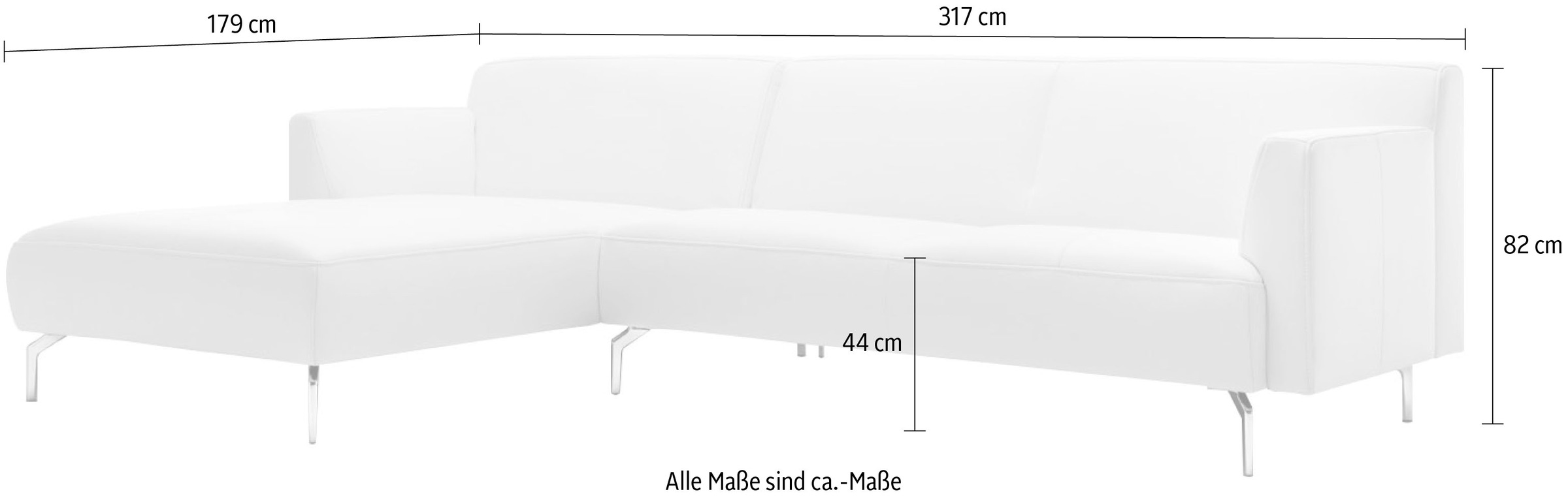 Creation BY ROLF BENZ Ecksofa »CR.446«, in minimalistischer, schwereloser Optik, Breite 317 cm