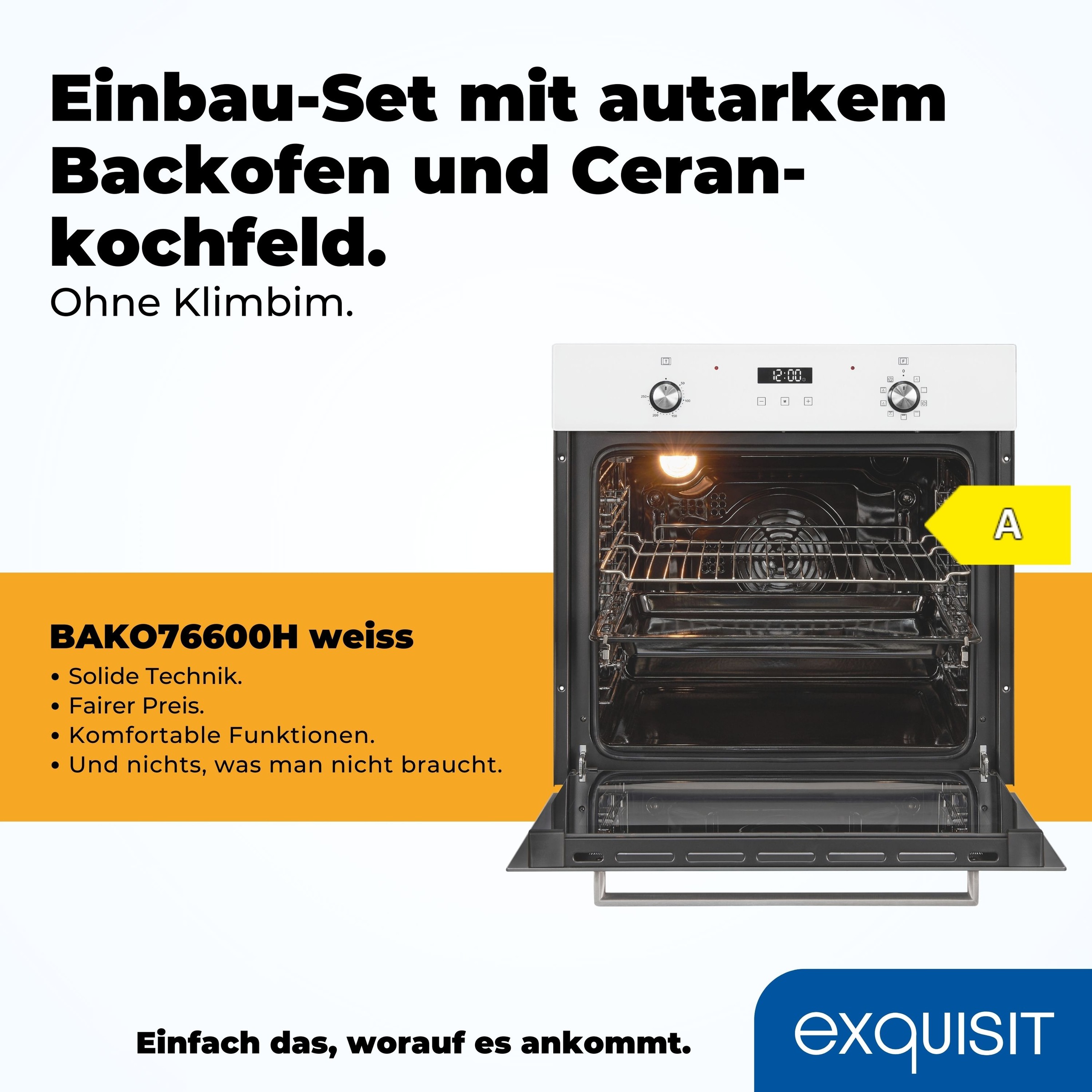 exquisit Backofen-Set »BAKO76600H weiss«, Kühlventilator