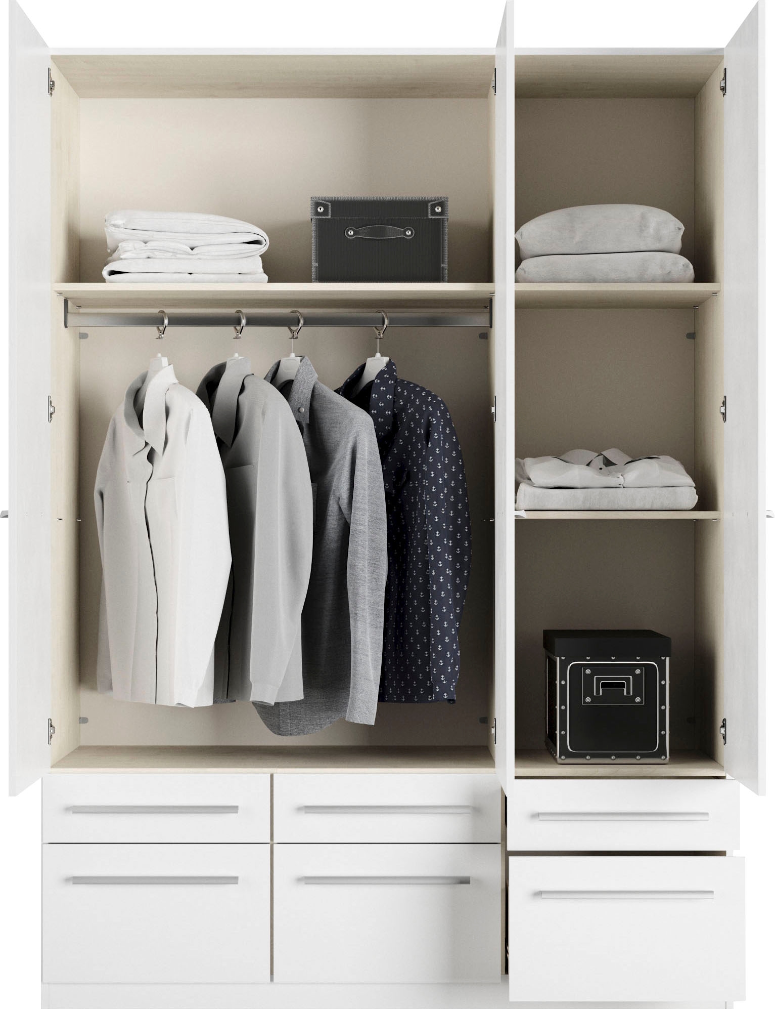 priess Kleiderschrank »Schrank Garderobe Wäscheschrank Barcelona in 5 Breiten«, viel Stauraum, geräumige Schubkästen, mit Spiegel, MADE IN GERMANY