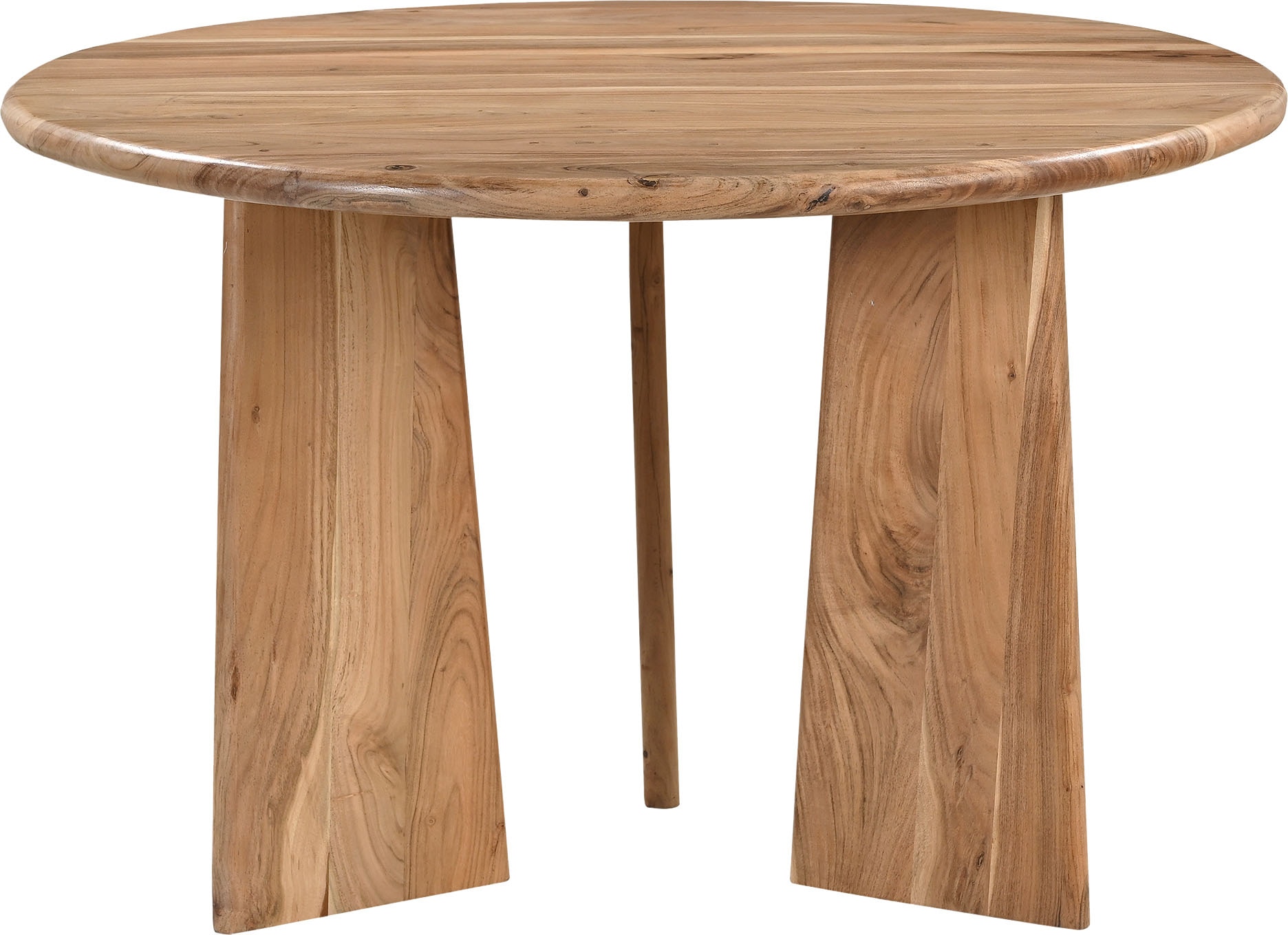 SIT Esstisch "Kyoto aus Akazie Ø120 cm mit asymmetrischem Holzgestell" 1 Stk. tlg. 4 cm starke Akazienplatte mit abgerundeten Kanten & Naturmaserung