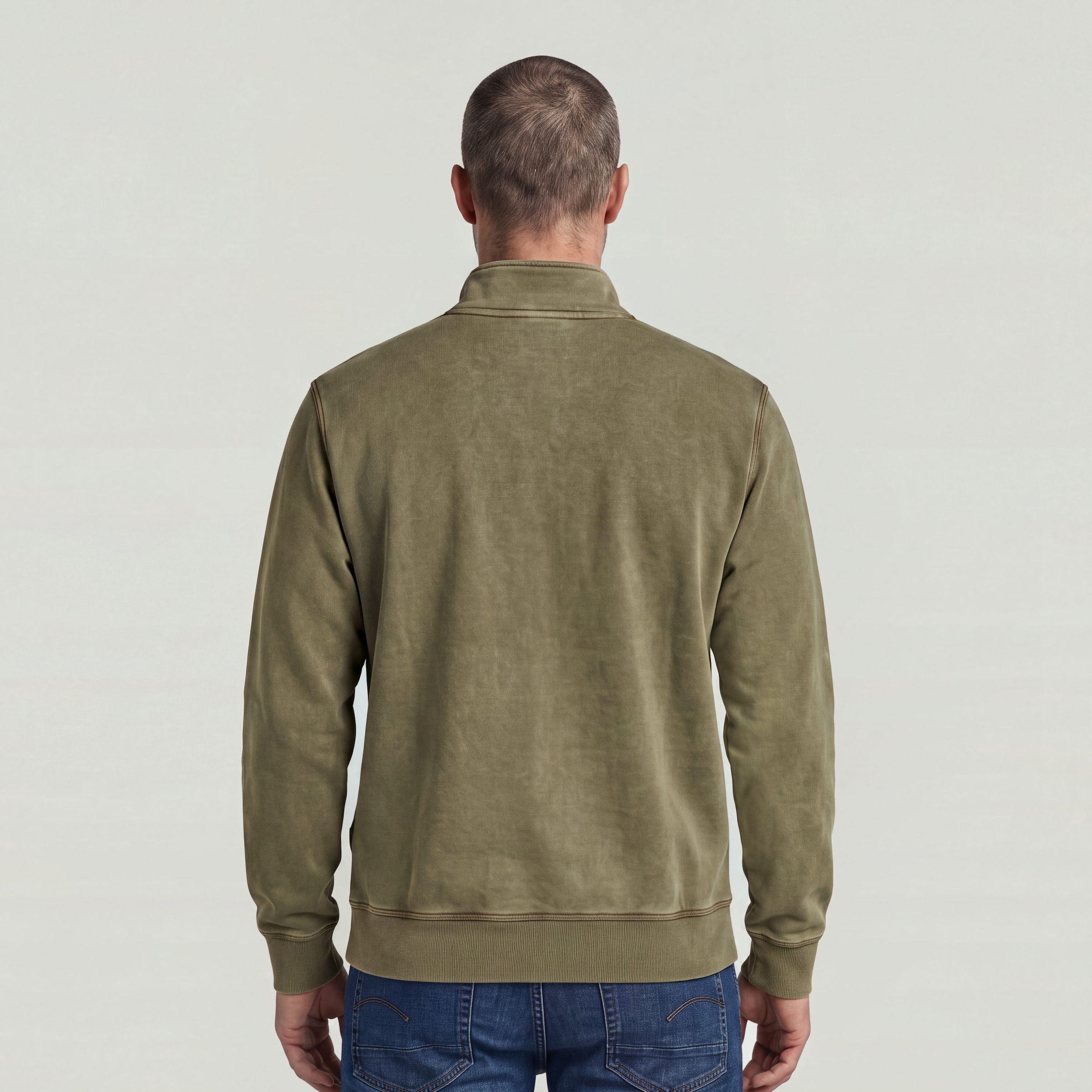 G-STAR Sweater »Modern washed half zip sw ls«, mit Kängurutasche, Logodetail
