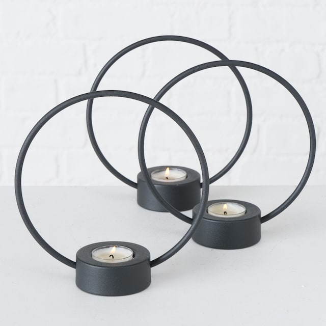 BOLTZE Teelichthalter »Rumba«, (Set, 3 St.), Kerzenhalter, aus Eisen, Höhe  ca. 20 cm, Ø ca. 18 cm auf Raten bestellen
