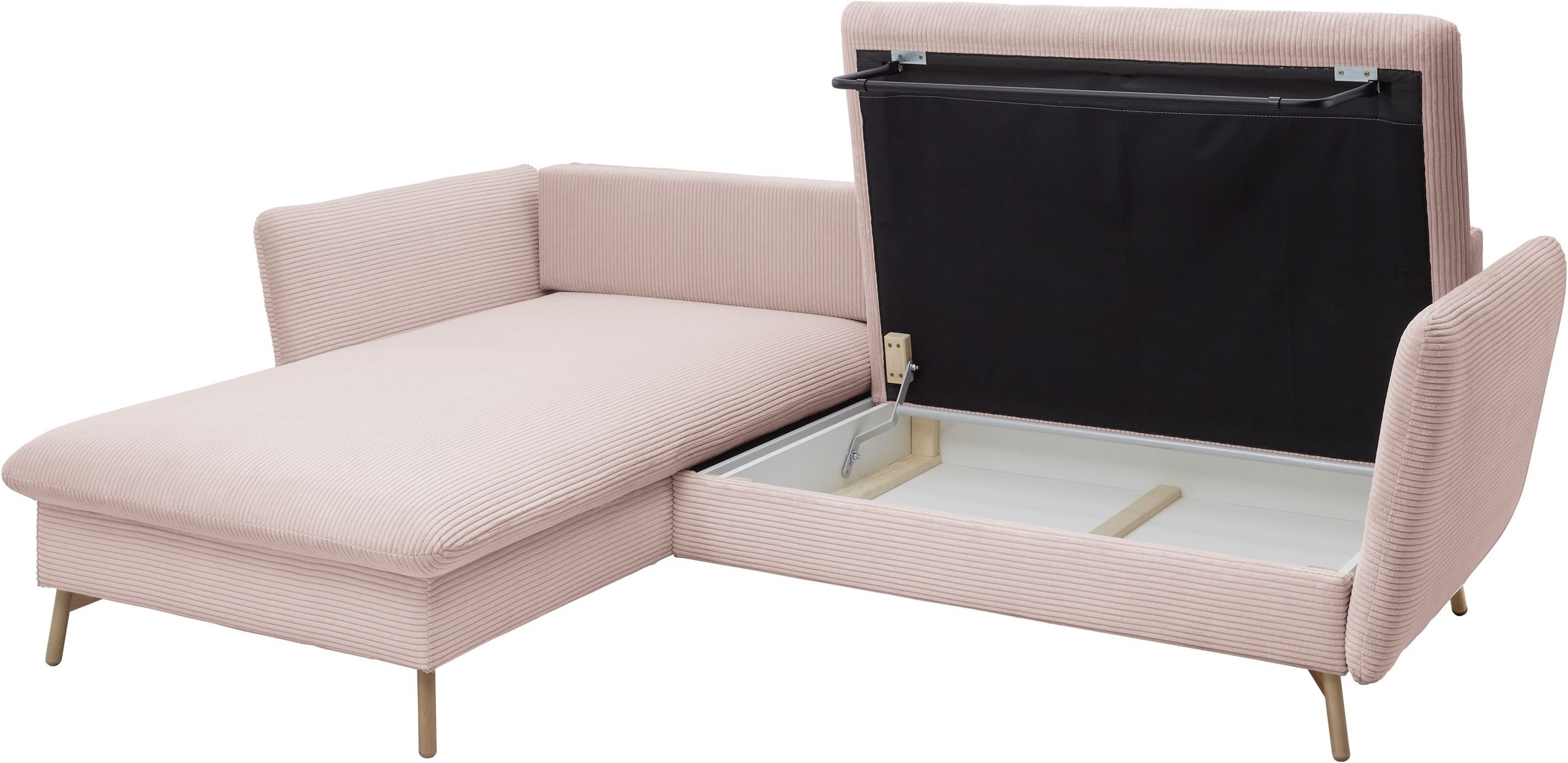 andas Ecksofa »MERLE, 258 cm, L-Form, traumhafter Cord,«, mit Bettfunktion und Bettkasten, Liegefläche 224 x 139