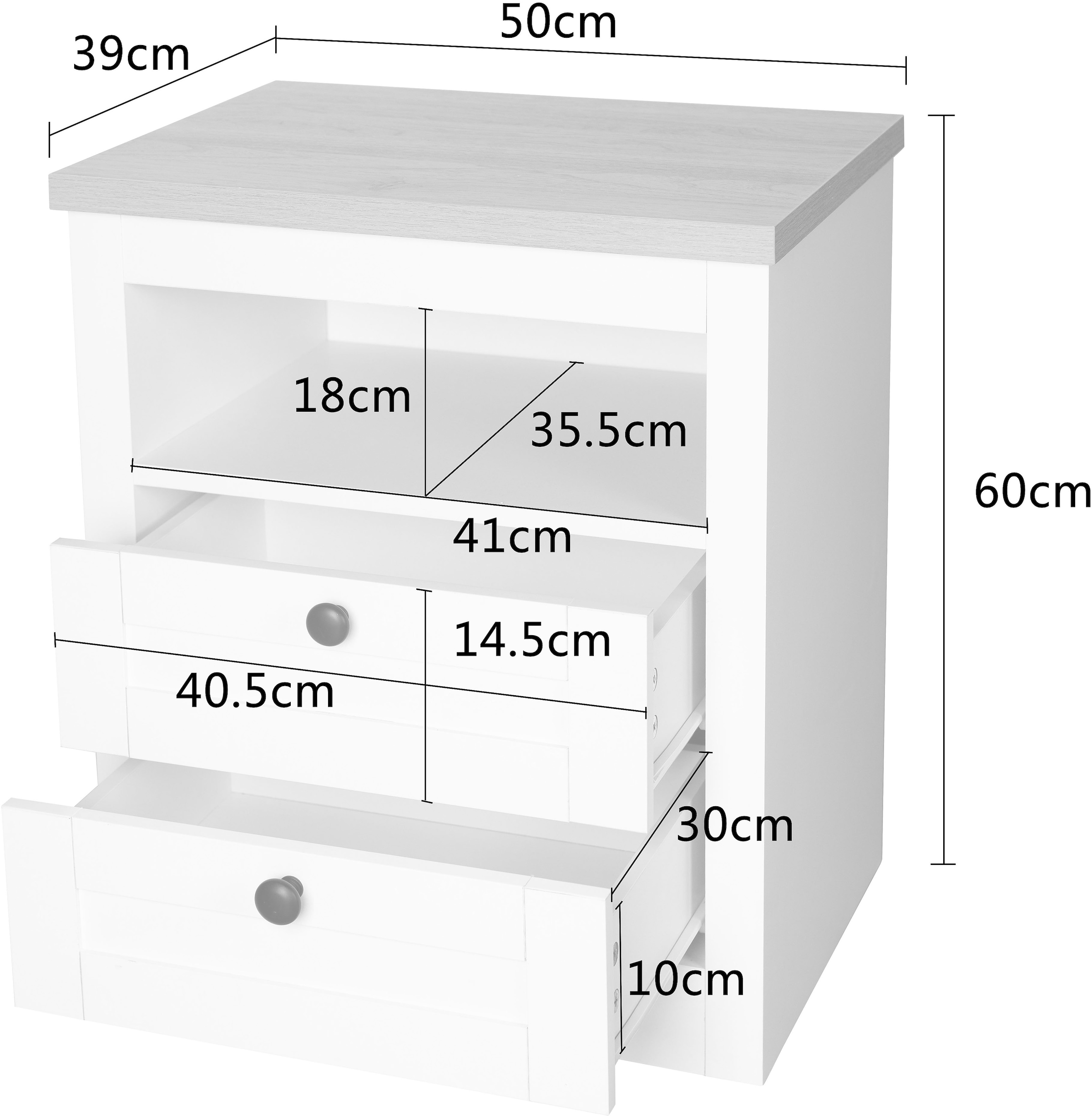 OTTO home Nachtkonsole »2er Set Büsum Nachtschrank Beistellschrank« Spar-Set, 2 Schränke im Lieferumfang,  Nachttisch im Landhaus Design mit 2 Schubladen Bestseller