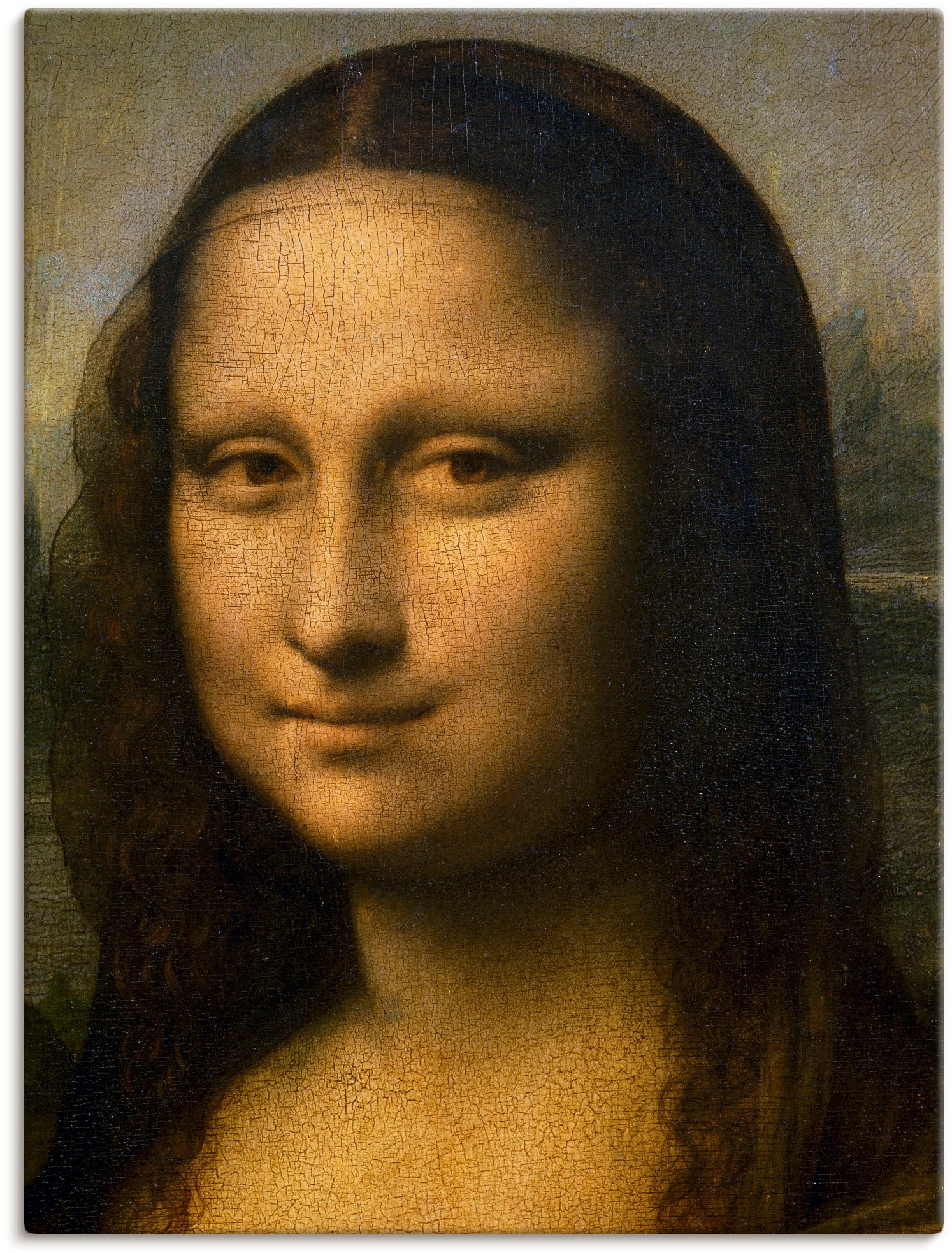 Artland Leinwandbild »Mona Lisa. Detail Kopf. 1503-1506«, Frau, (1 St.), auf Keilrahmen gespannt