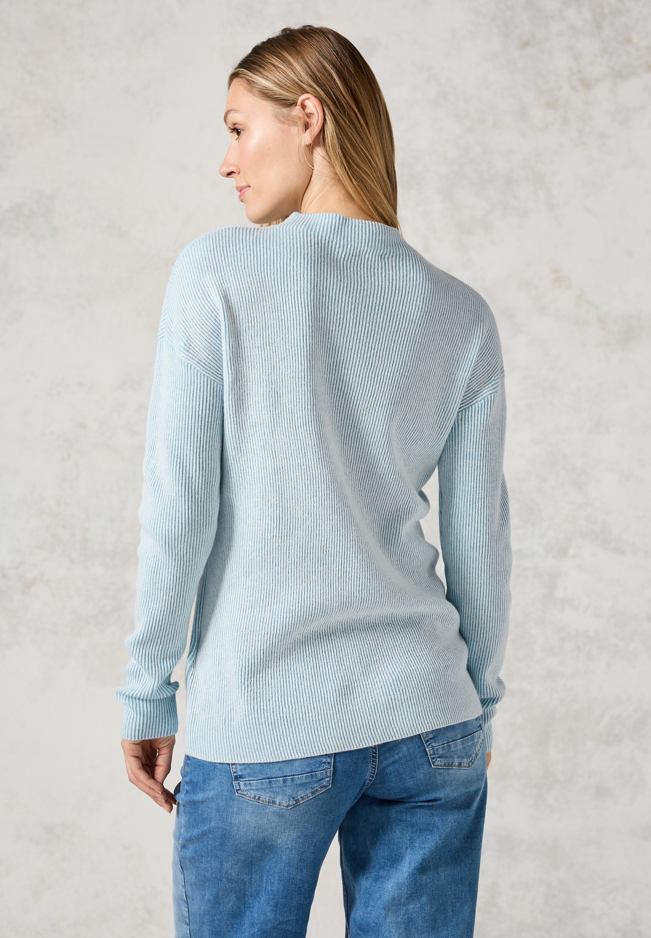 Cecil Strickpullover, im Two Tone Look und mit Stehkragen