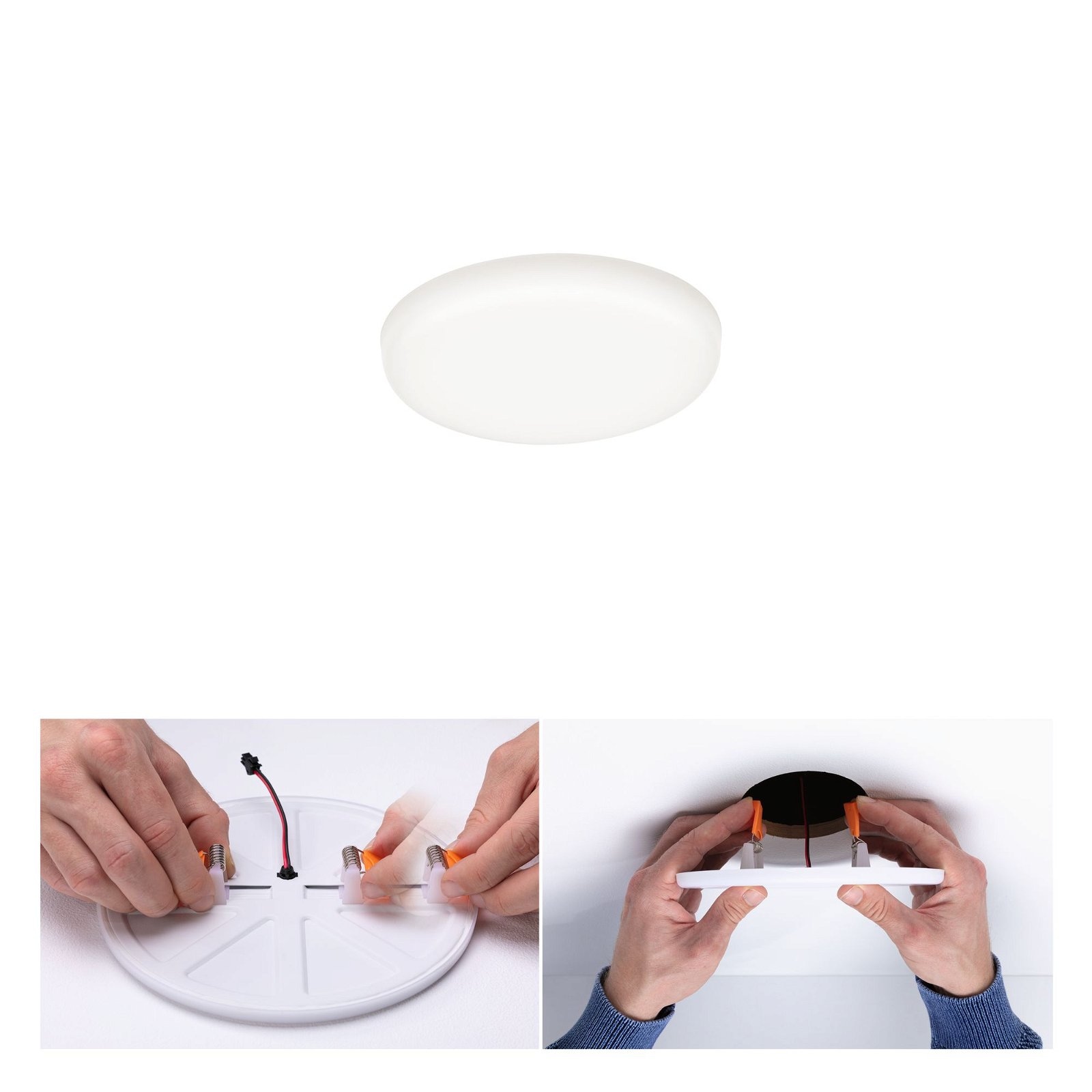 Paulmann LED Einbauleuchte »VariFit Veluna IP44 rund 75mm 4,5W 400lm 4000K Satin«, 1 flammig, Einbaupanel