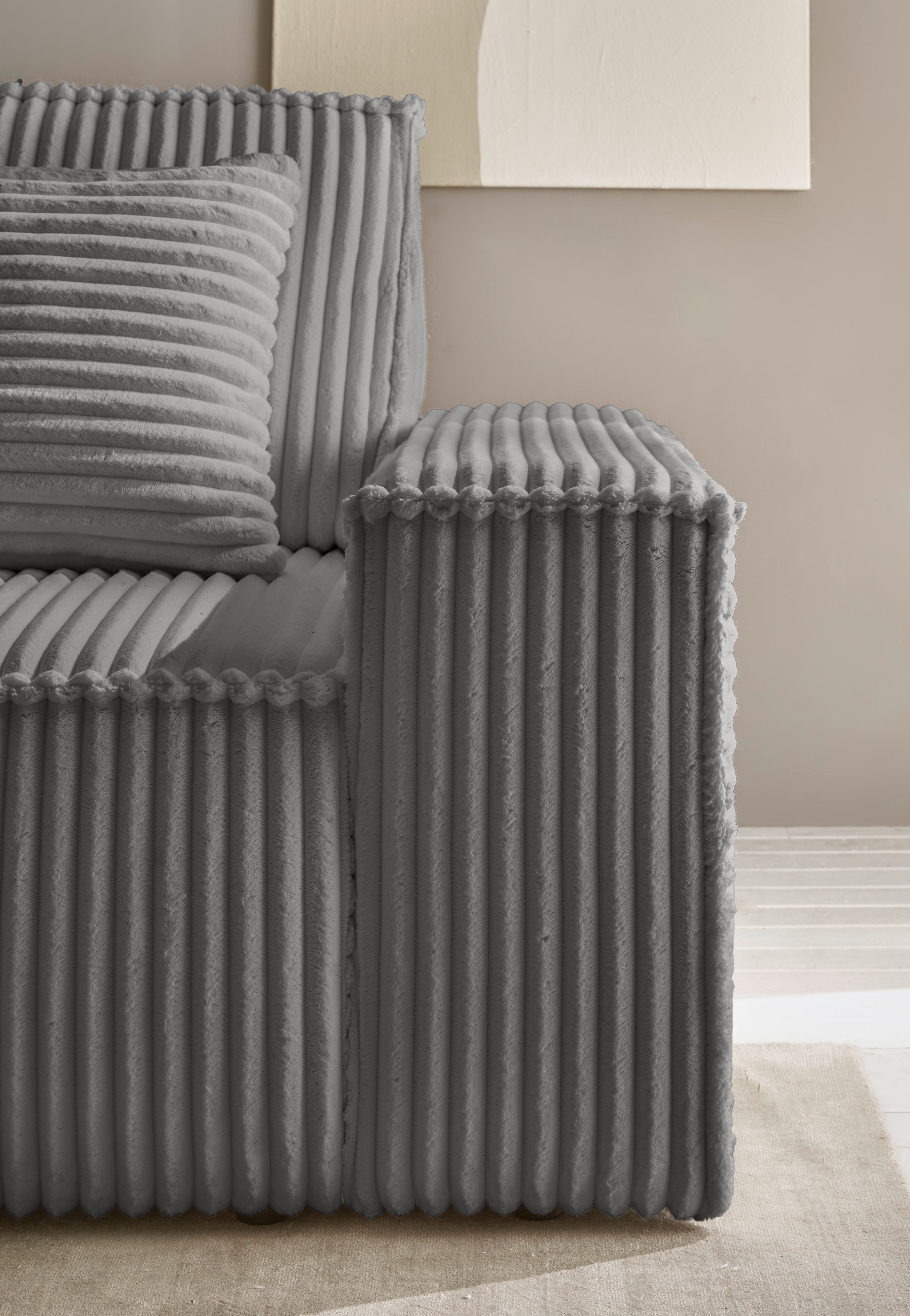 andas Wohnlandschaft »FINNLEY U-Form XXL 329 cm, Schlafsofa, Schlaffunktion m. Bettkasten«, (194/139 cm), Bouclé, Struktur und Cord