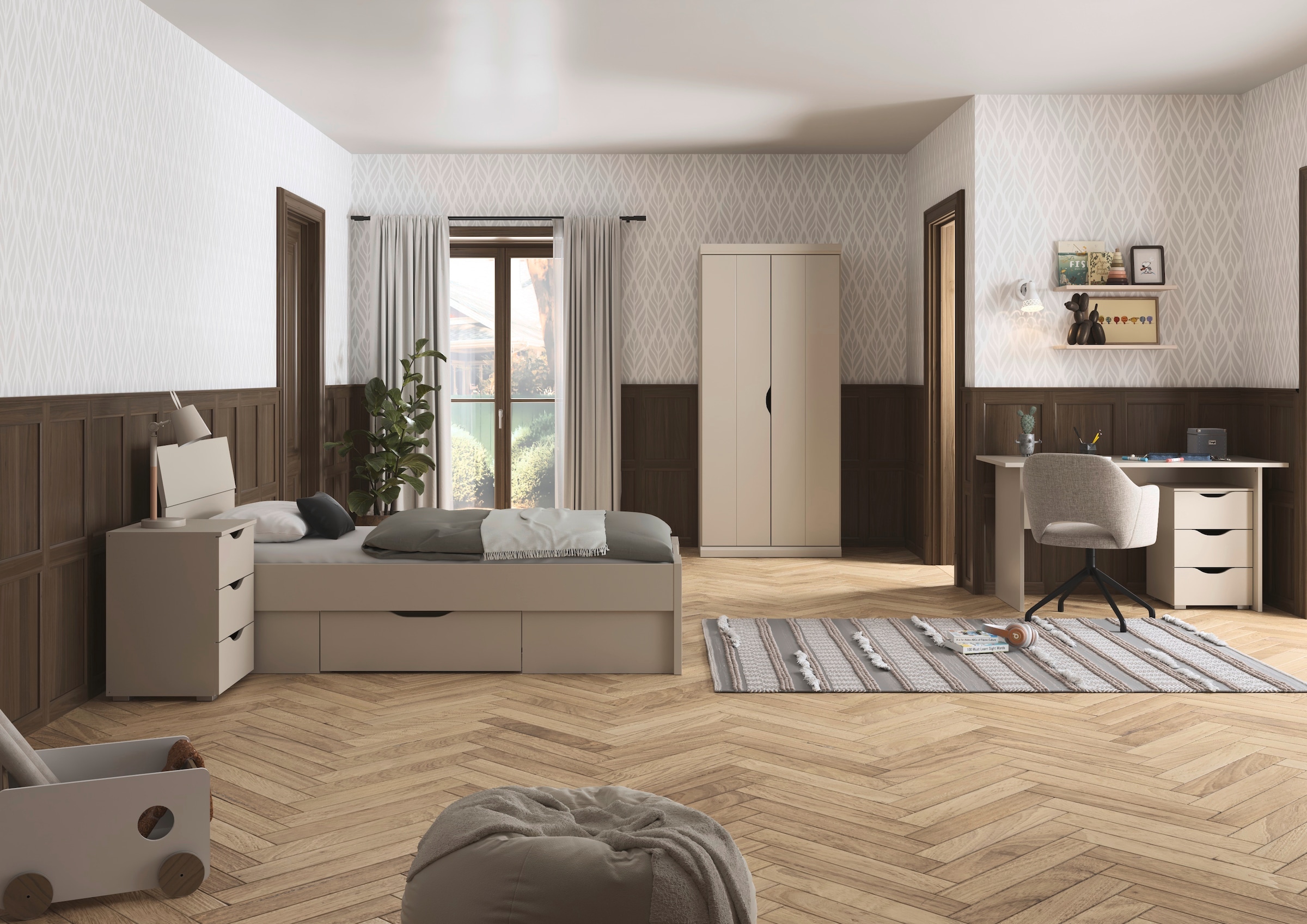 rauch Jugendzimmer-Set »Marlene«, (Set, 4 tlg., in 3 verschiedenen Ausstattungen BASIC/CLASSIC/PREMIUM), erhältlich in verschiedenen Bett- und Schrank-Breiten MADE IN GERMANY