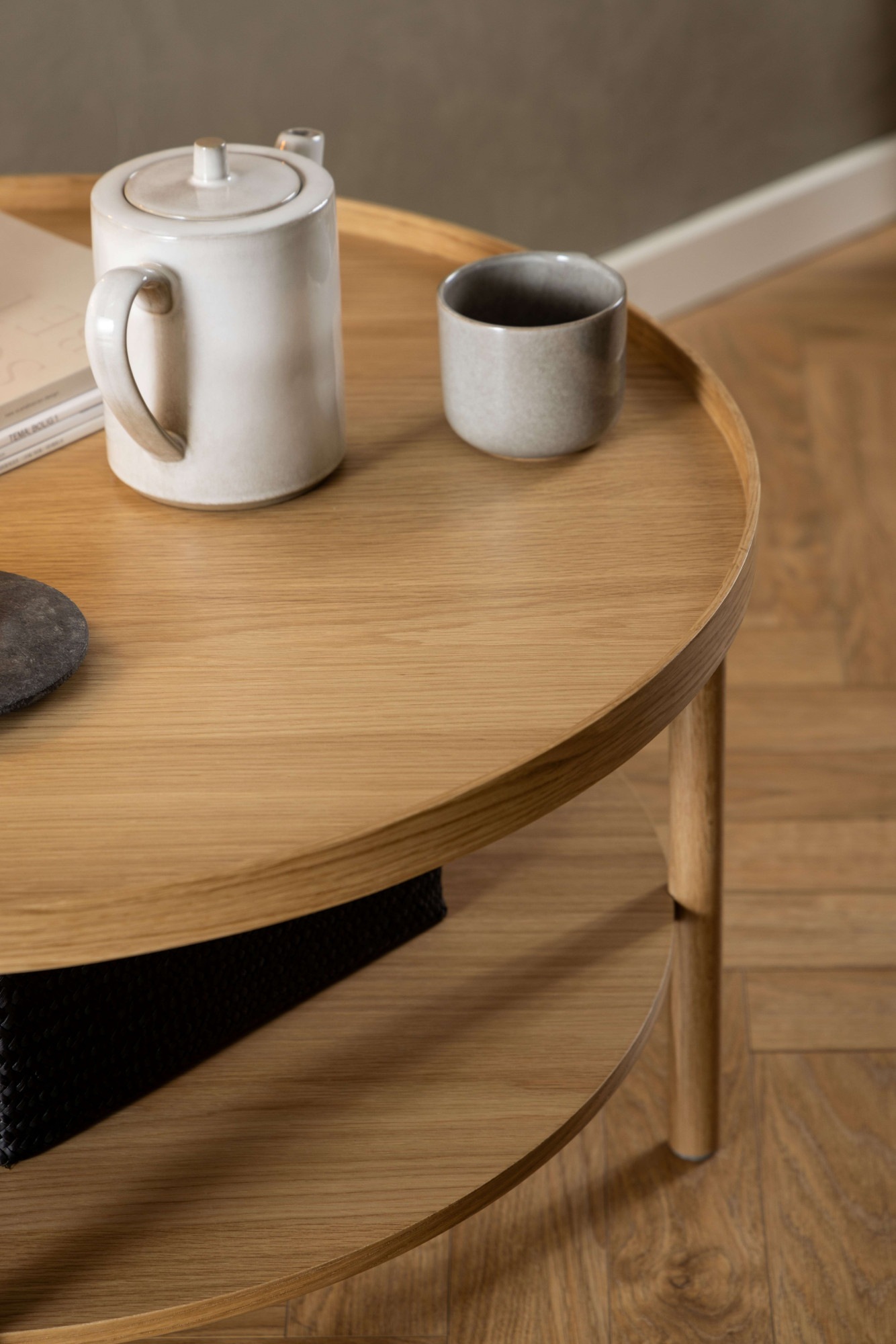 ACTONA GROUP Couchtisch »Banbury, Sofatisch, Wohnzimmertisch« 80x80x42cm,  2 Ebenen, Eichenfurnier, runde Form, FSC™