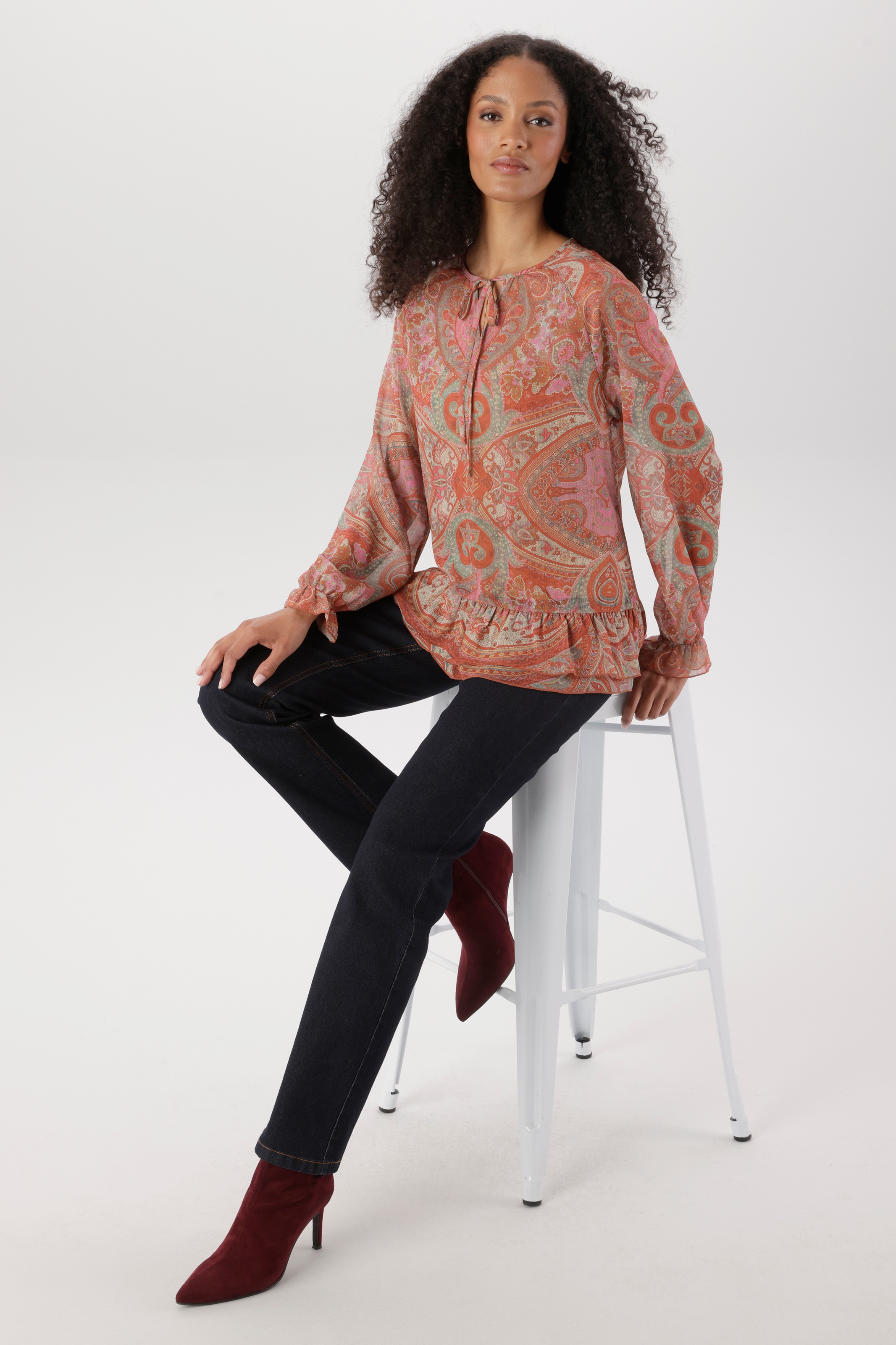 Aniston SELECTED Schlupfbluse aus leicht transparentem Chiffon - NEUE KOLLEKTION