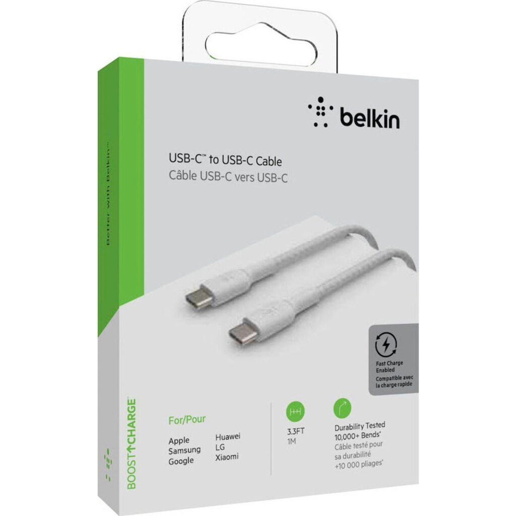 Belkin USB-Kabel »BOOST↑CHARGE™ Braided USB-C to USB-C Cable«, USB-C, USB-C, 100 cm