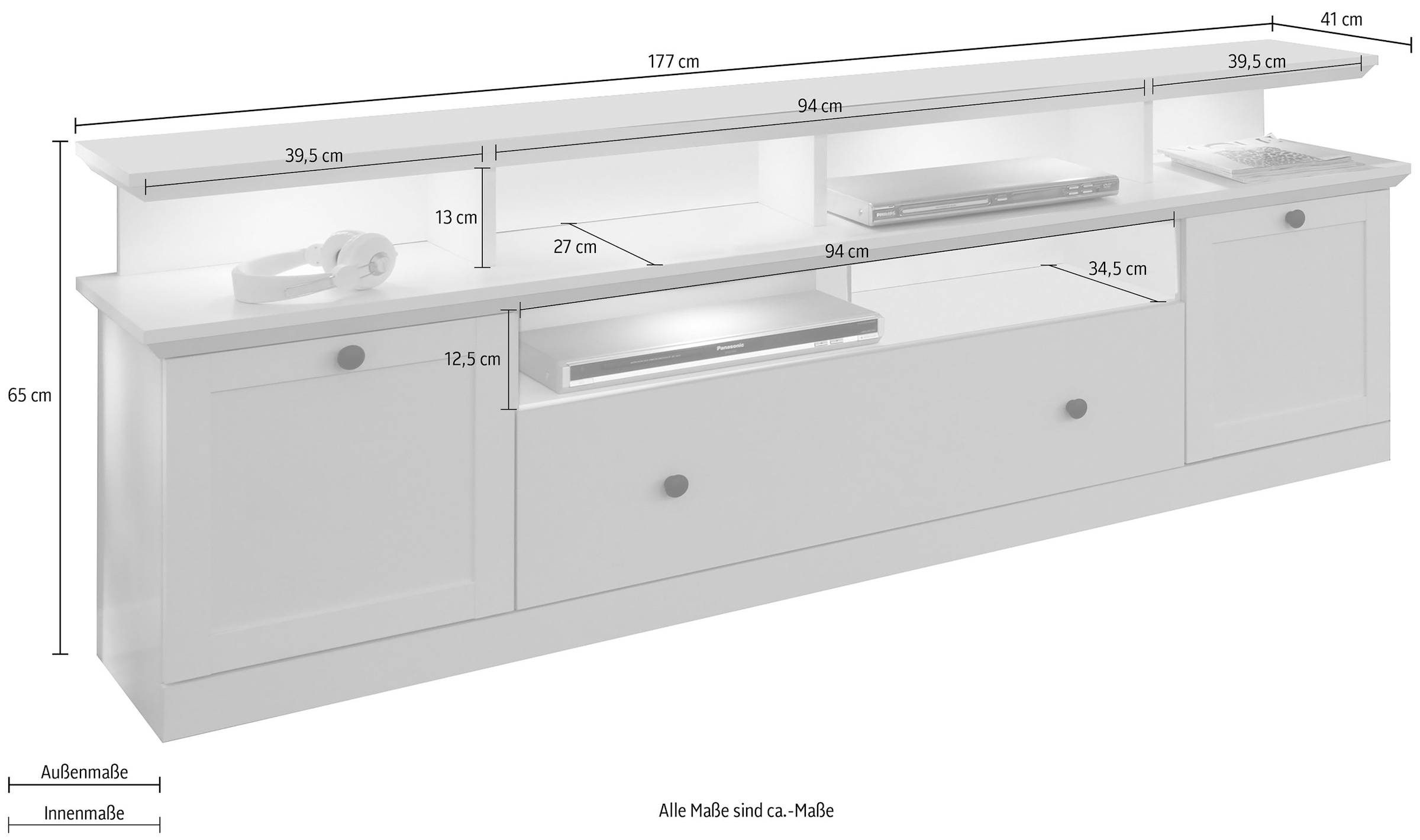 Home affaire Lowboard »Örebro« Kommode, zeitloser Landhausstil, Beleuchtung optional