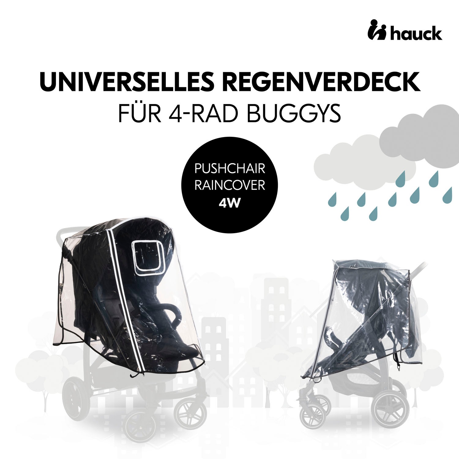 Hauck Kinderwagen-Regenschutzhülle »Pushchair Raincover 4W«, für 4-Rad-Buggy