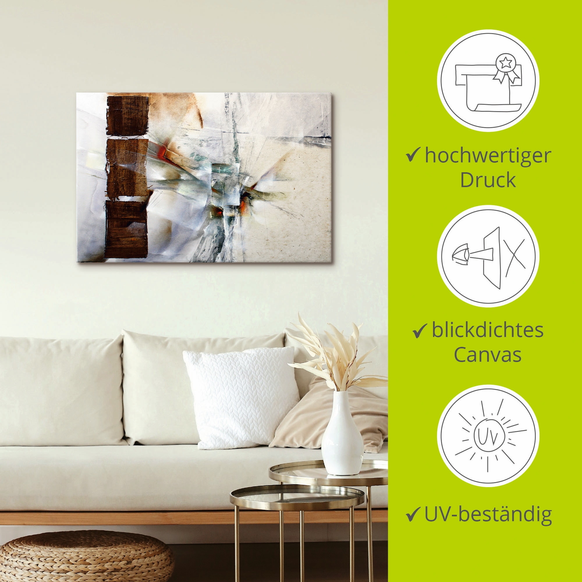 Artland Leinwandbild »Abstrakte Komposition in weiß« Gegenstandslos 1 Stk. tlg. auf Holzrahmen gespannt