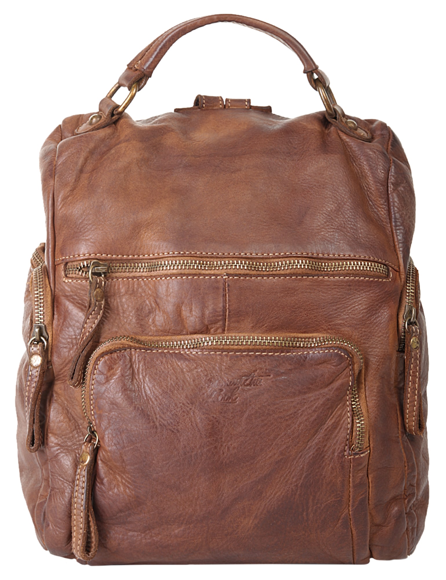 Cityrucksack, echt Leder, Made in Italy