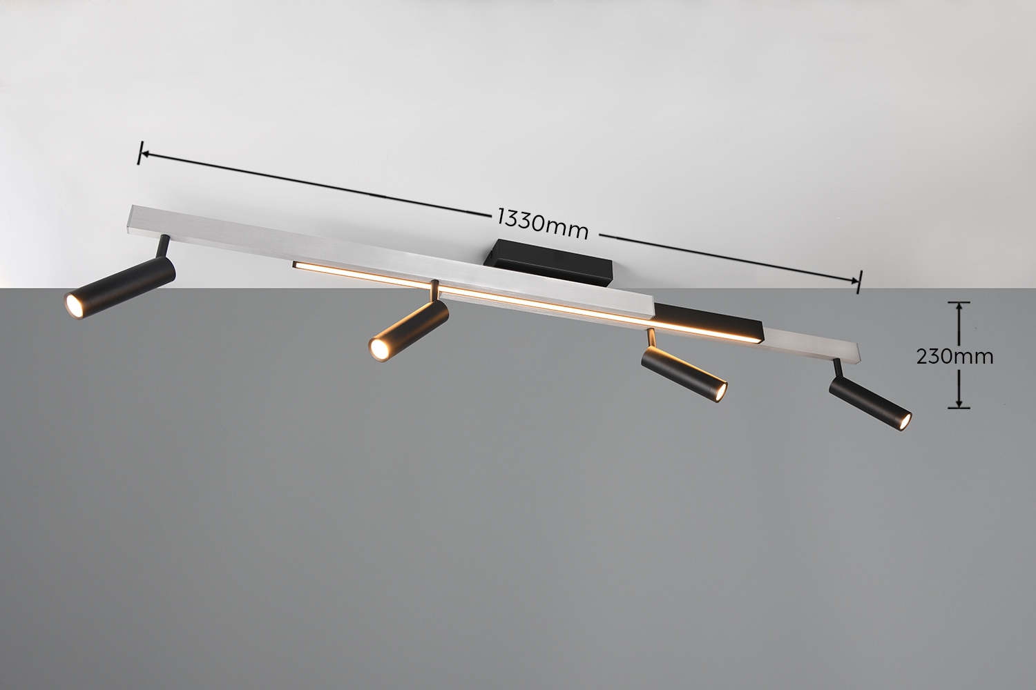 TRIO Leuchten LED Deckenleuchte »ZENO ausziehbare LED Deckenlampe mit 4 verstellbaren Spots dimmbar CCT« LED-Board 1 Stk. warmweiß - kaltweiß getrennt schaltbare Spots, Lichtfarbe einstellbar inkl Fernbedienung