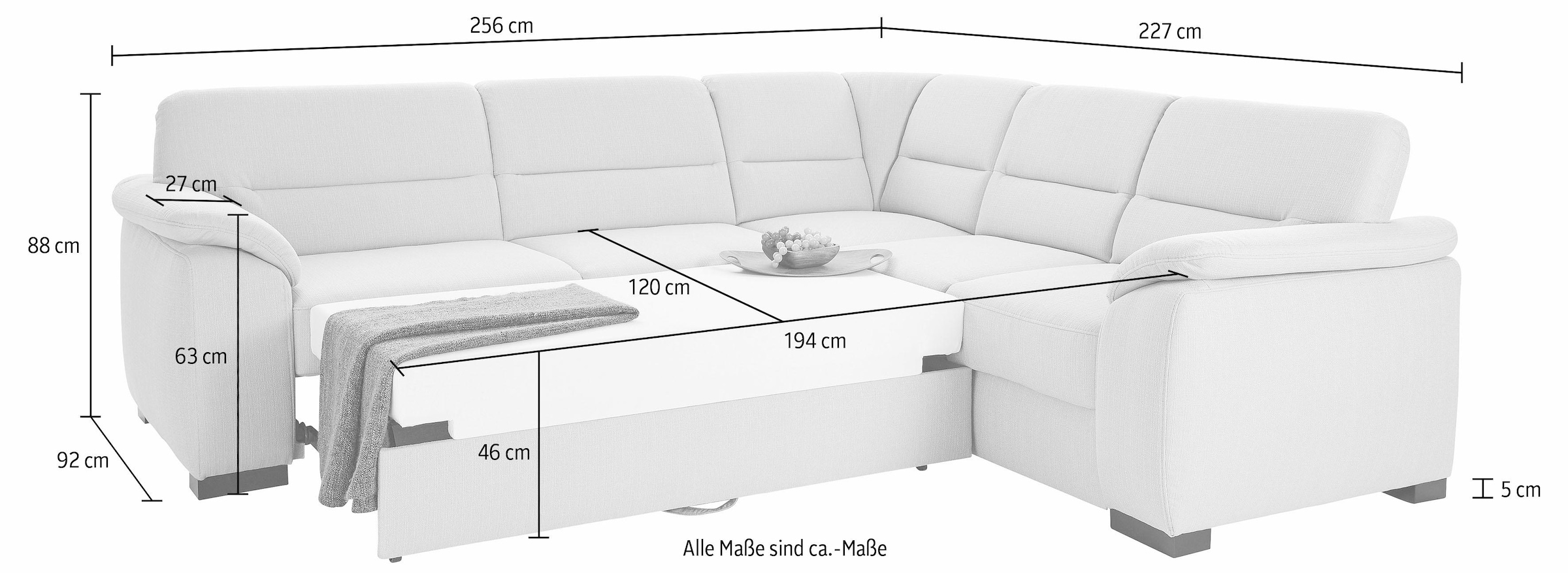 sit&more Ecksofa »Montego L-Form«, wahlweise mit Bettfunktion und Schubkasten