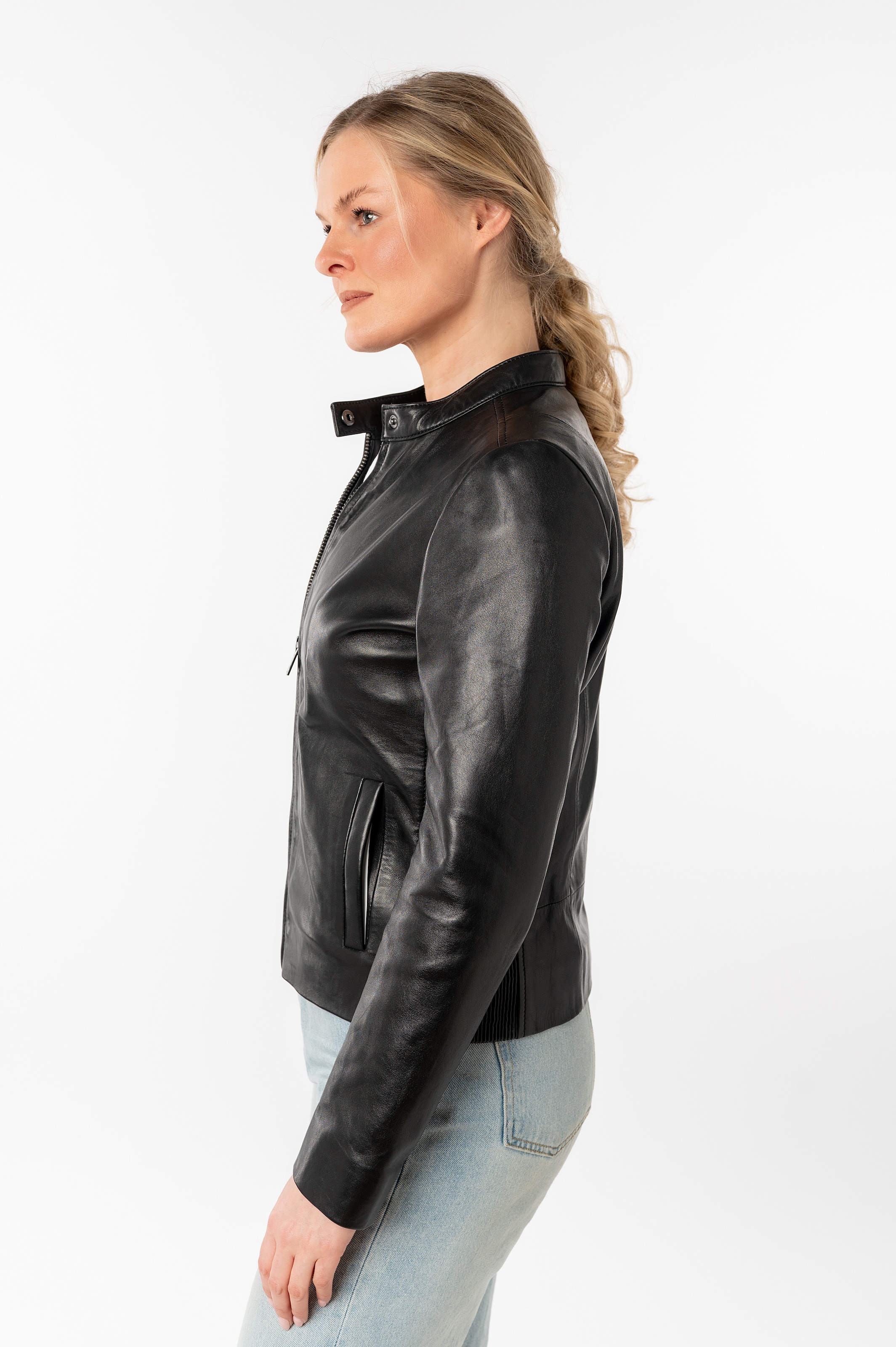 Mauritius Lederjacke »MWMair«, mit Stehkragen & Drucker, Slim Fit