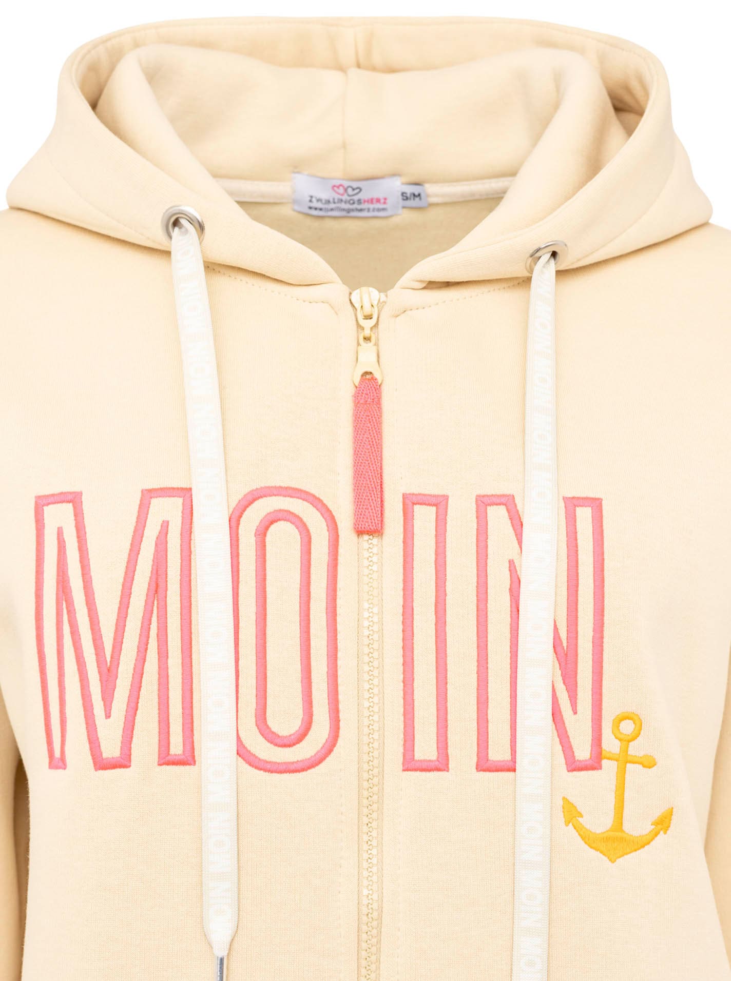 Zwillingsherz Kapuzensweatjacke »"Maritim"« mit gesticktem MOIN und Anker Logo und Reißverschluss
