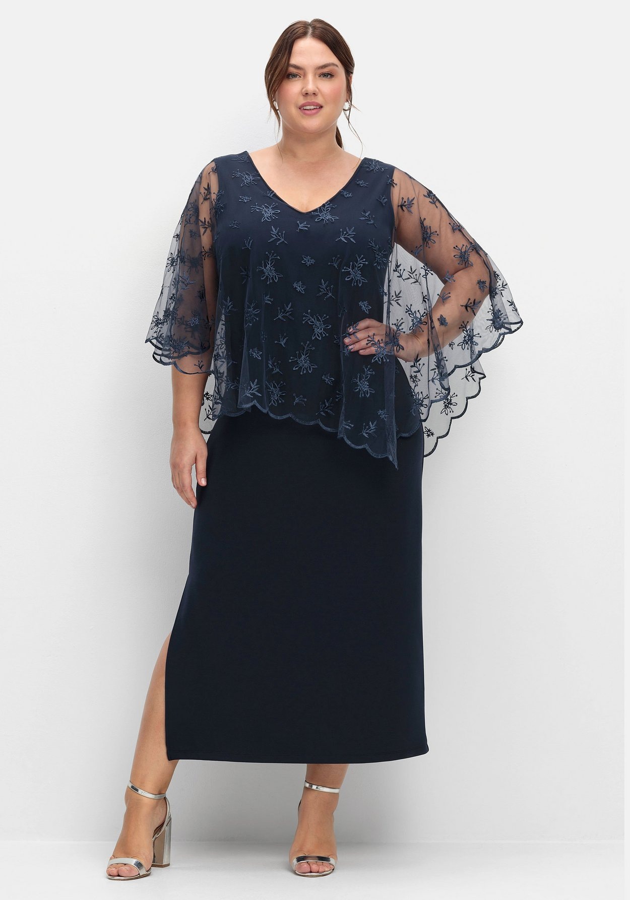Sheego Abendkleid »Abendkleid im Lagenlook, mit Mesh und Spitze«