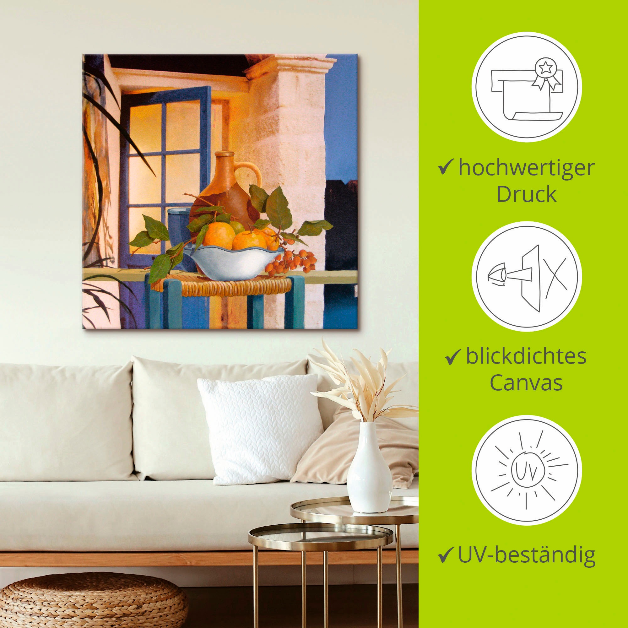 Artland Leinwandbild »Stillleben mit Orangen«, Arrangements, (1 St.), auf Keilrahmen gespannt