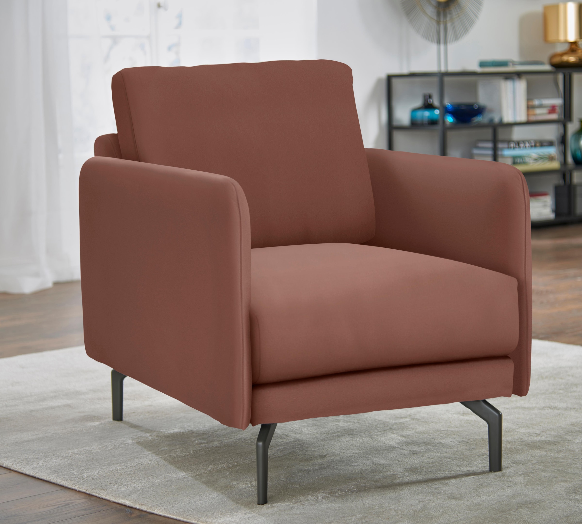 hülsta sofa Sessel »hs.450«, Armlehne sehr schmal, Breite 70 cm, Alugussfuß  Umbragrau auf Rechnung kaufen