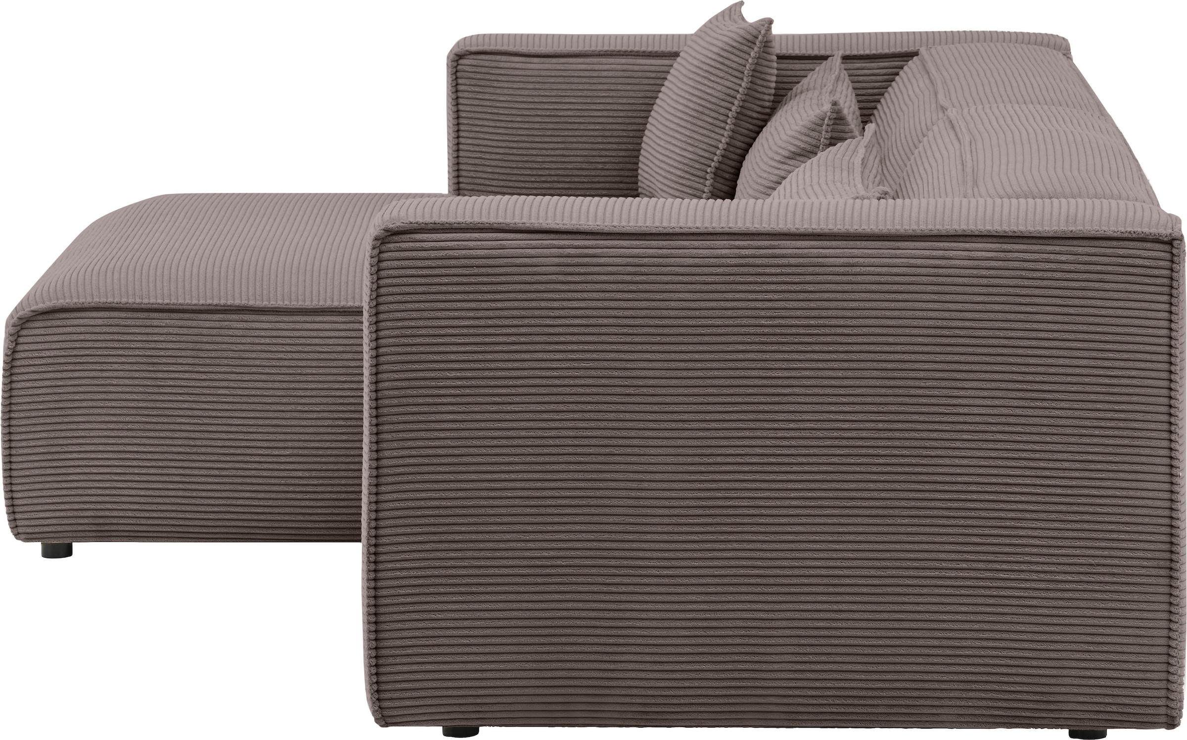LeGer Home by Lena Gercke Ecksofa »PIARA mit Kedernaht, Cord, Leinenoptik o. Strukturstoff, Couch, L-Form« wahlweise Ottomane rechts/links, schwarze Füße, bequemer Sitzkomfort