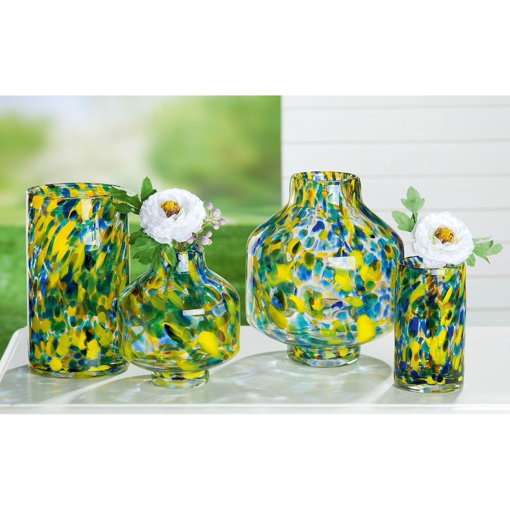 GILDE Tischvase »Zylindervase Splash, Höhe ca. 21 cm«, (1 St.), dekorative Vase aus Glas, Blumenvase