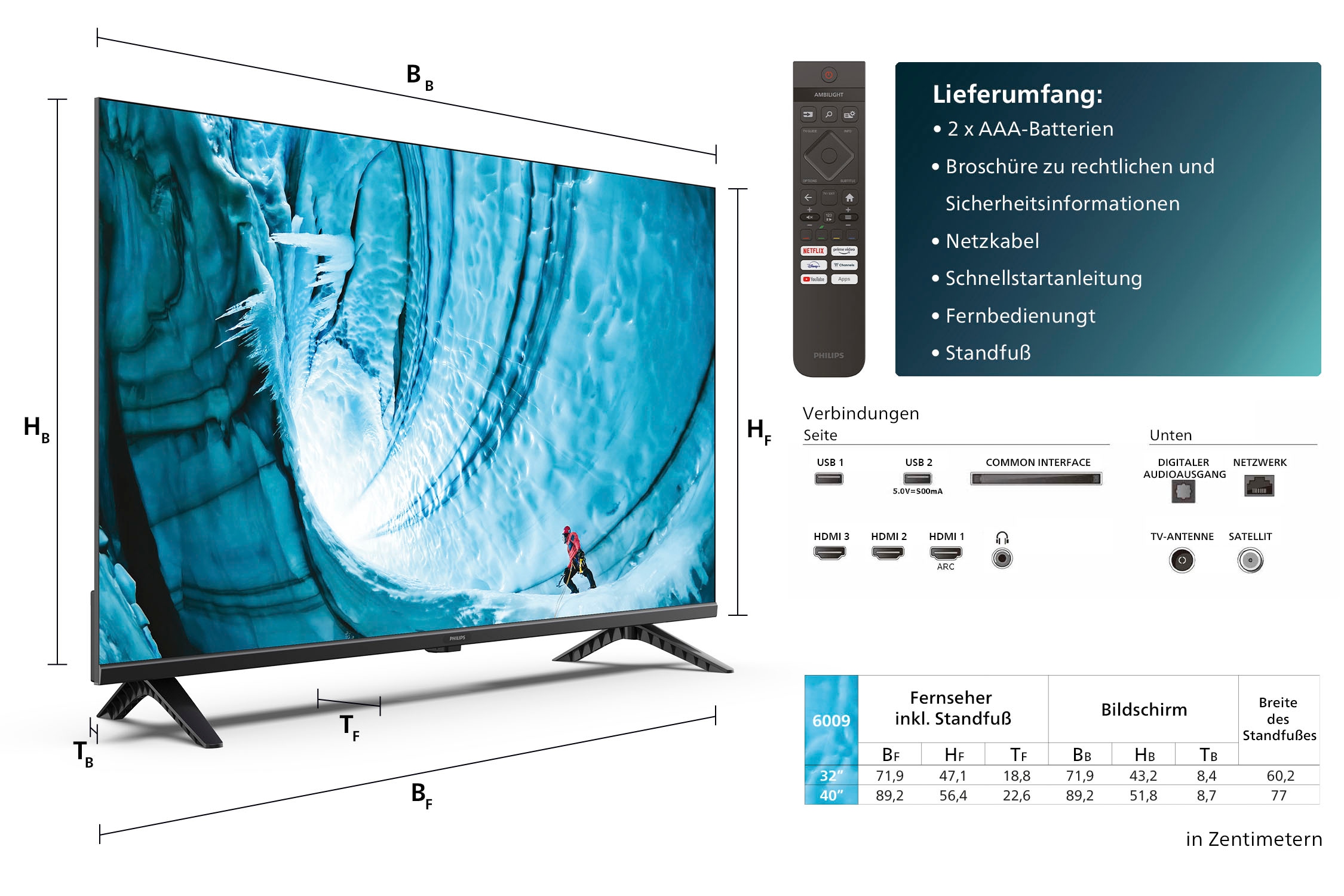 Philips LED-Fernseher »32PHS6009/12«, HD, Smart-TV