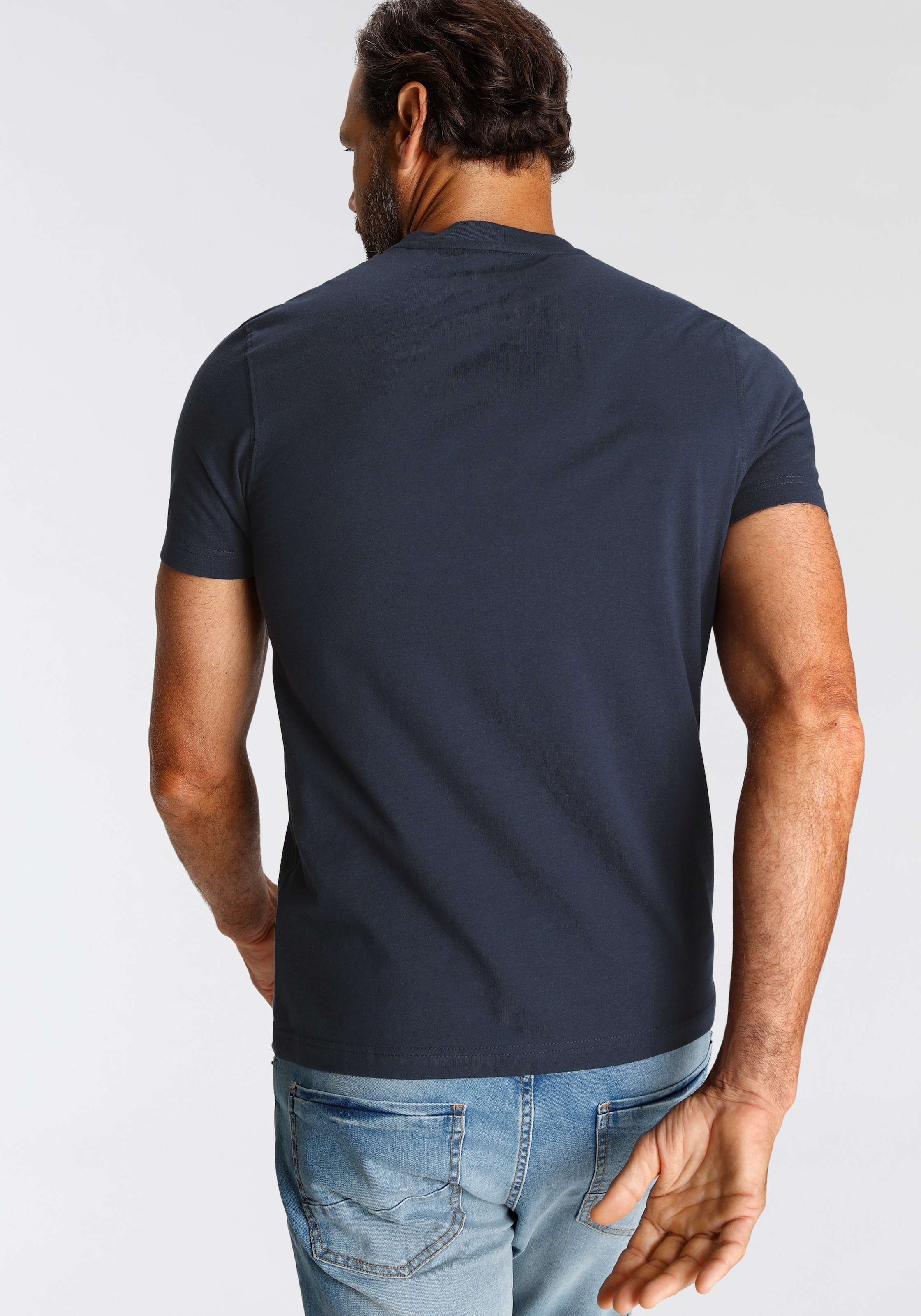 H.I.S T-Shirt, schmale Passform, bedrucktes Design, Rundhalsausschnitt