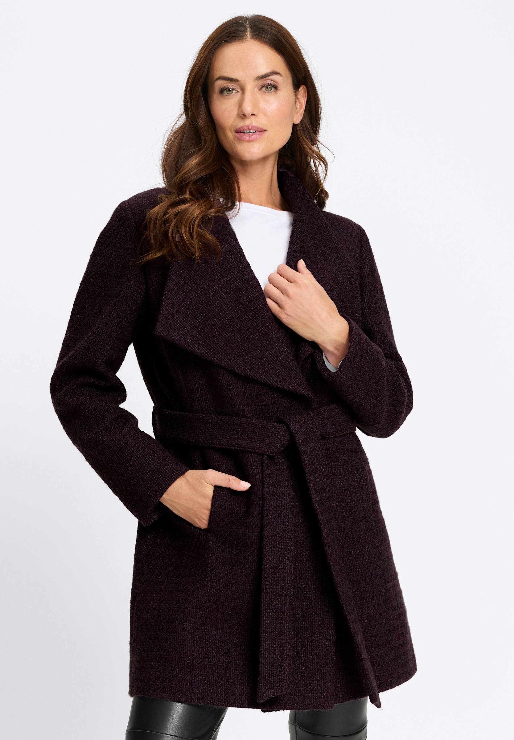 heine Langjacke »Jacke Boucléjacke mit wärmender Wolle« ohne Kapuze