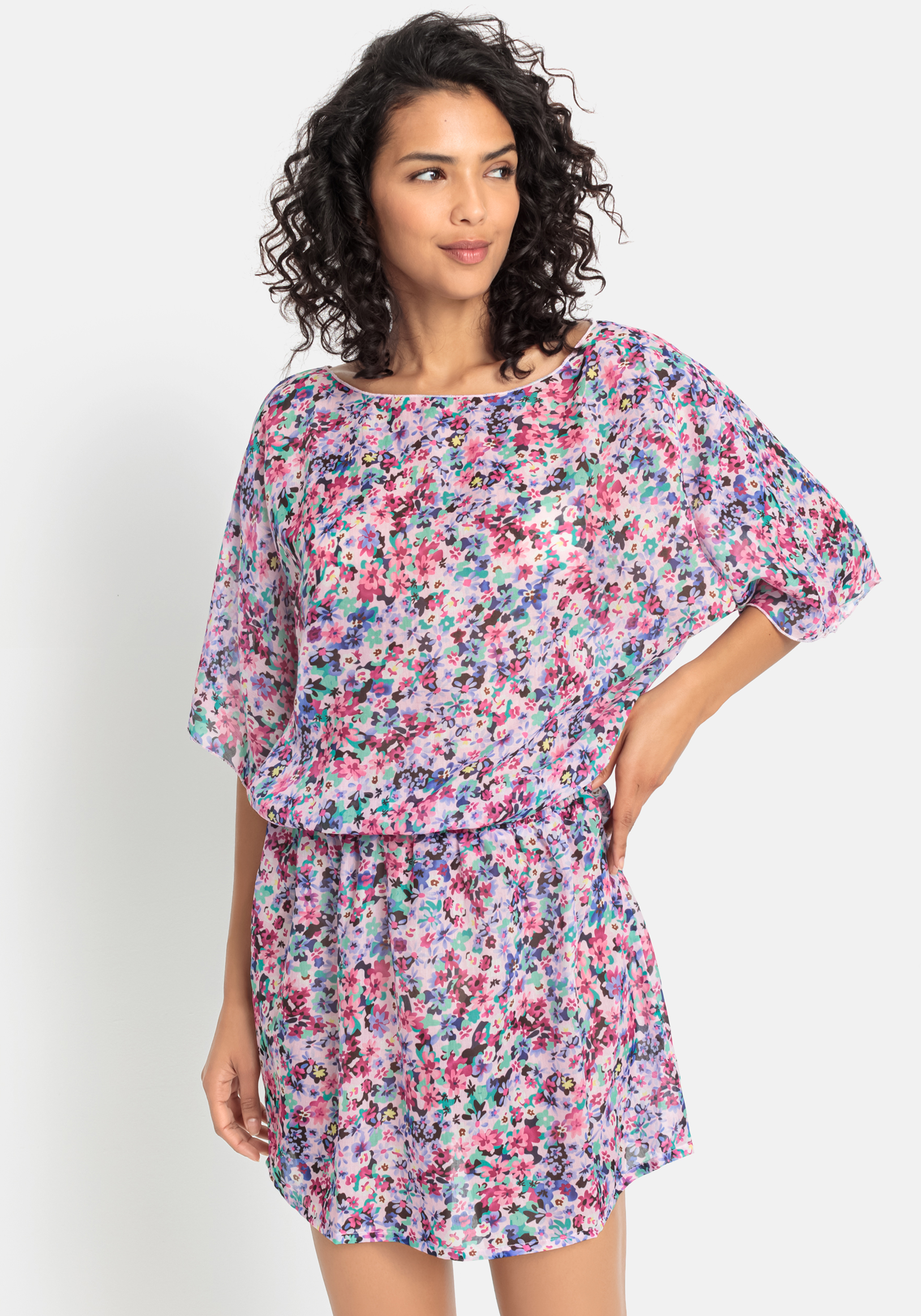 Chiffontunika, mit Blumenmuster