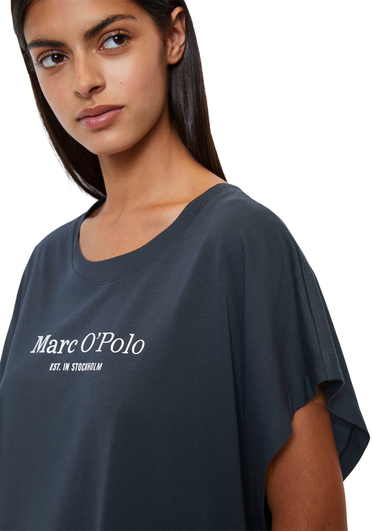 Marc O'Polo Nachthemd »Mix & Match Cotton-Woven«, mit überschnittenen Schultern und Brandlogo auf der Brust
