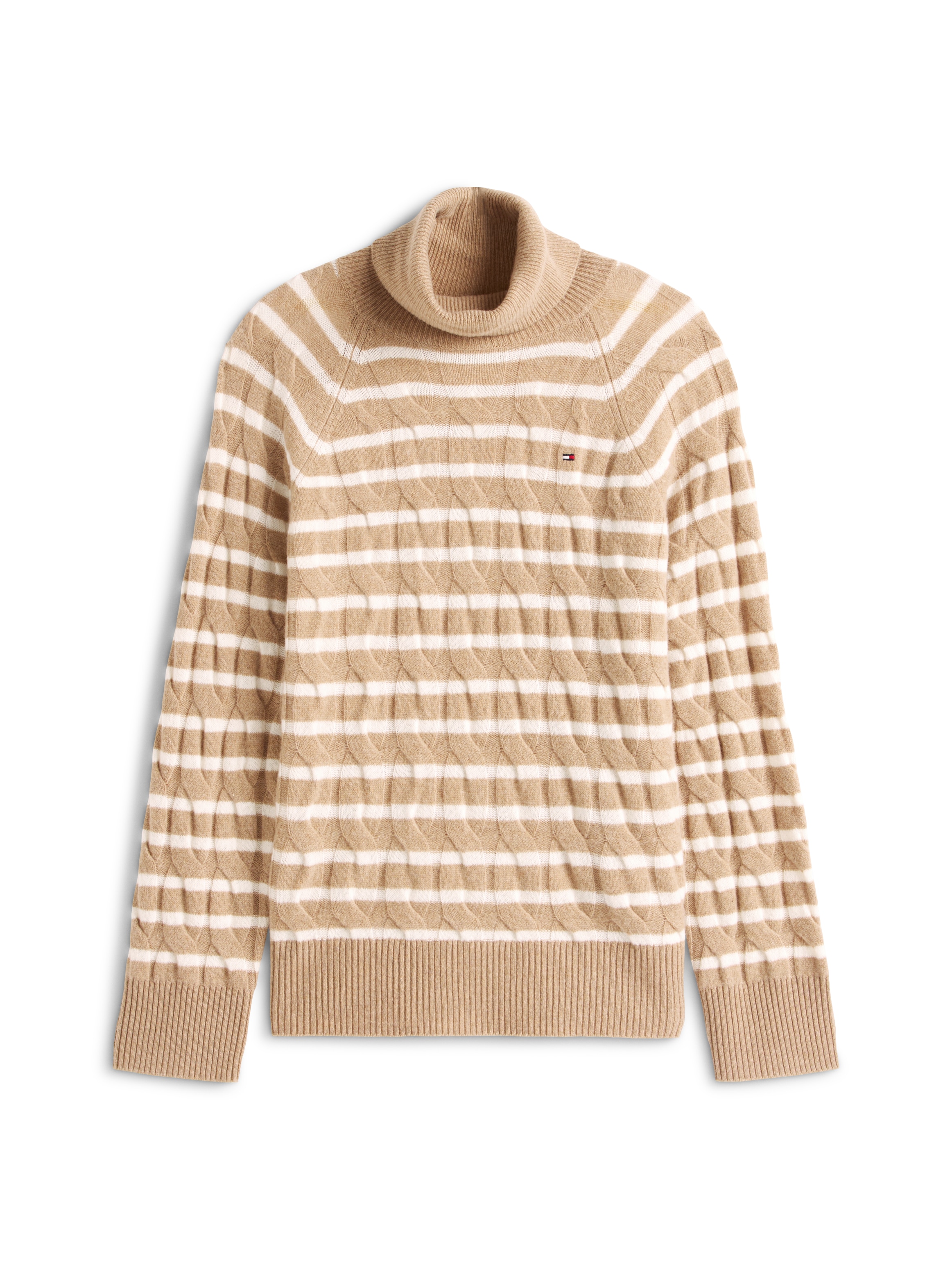 Tommy Hilfiger Rollkragenpullover »SOFT WOOL CABLE ROLL-NK LS SWT« mit Zopfmuster, aus reiner Wolle